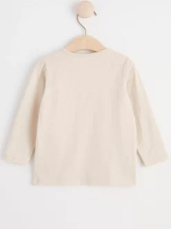 Toppar & T-Shirts>Lindex Langarmad Henley-Troja I Slubtrika Light Beige