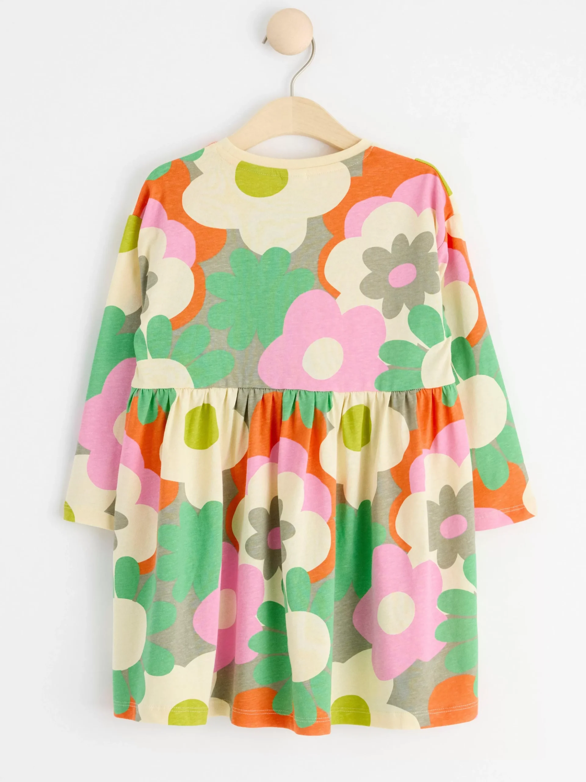 Klänningar>Lindex Langarmad Klanning Med Blommor Light Dusty Khaki
