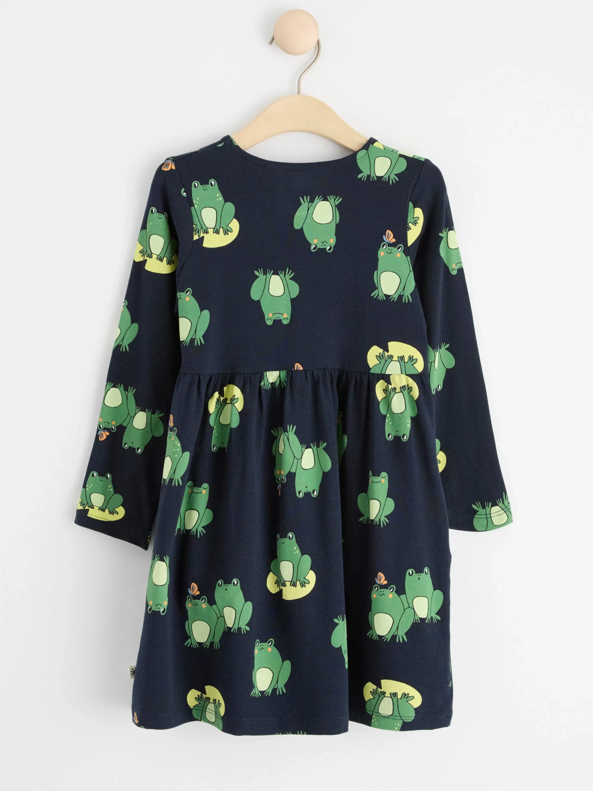Klänningar>Lindex Langarmad Klanning Med Heltackande Monster Med Grodor Dark Navy