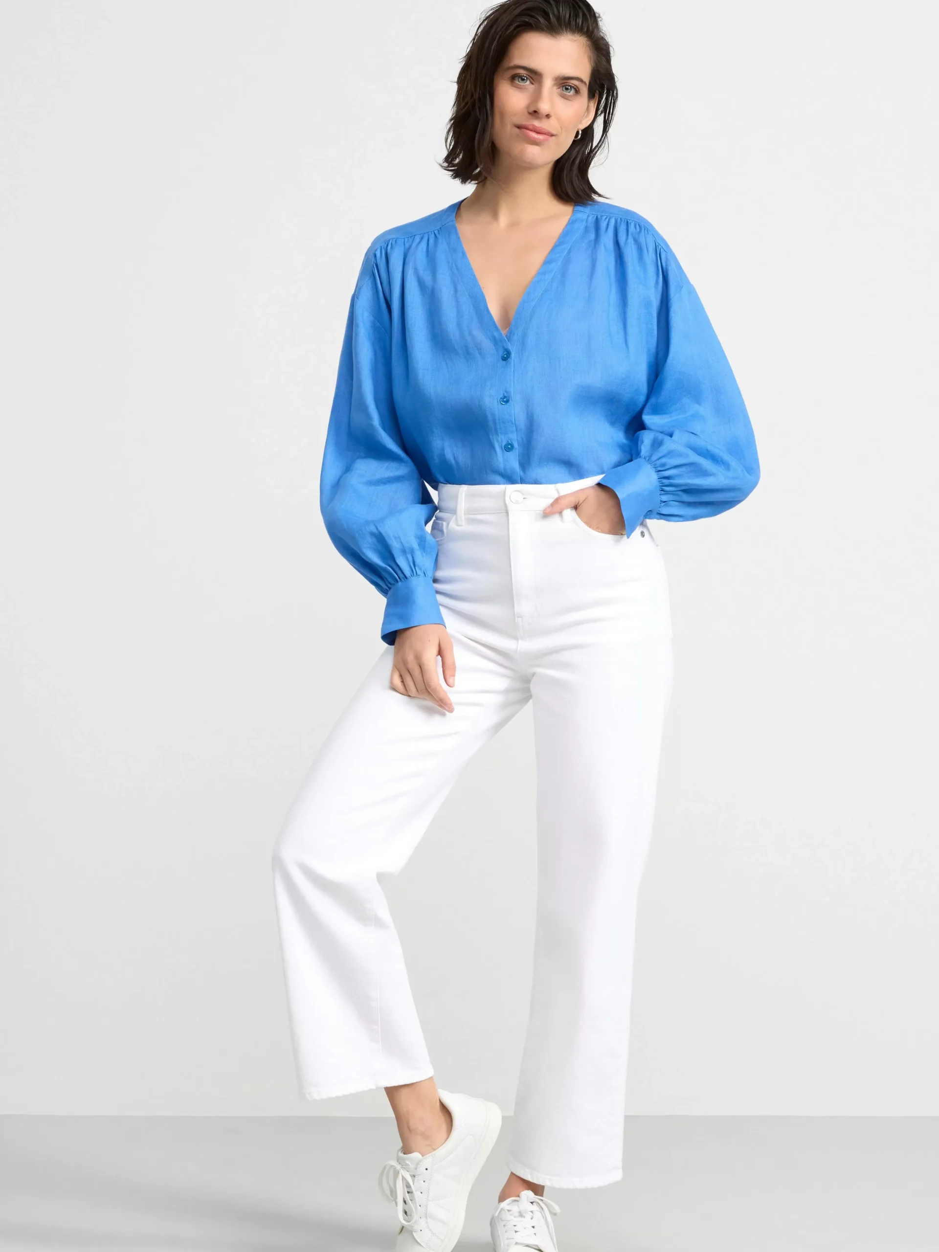 Blusar & Skjortor>Lindex Langarmad Linneblus Blue