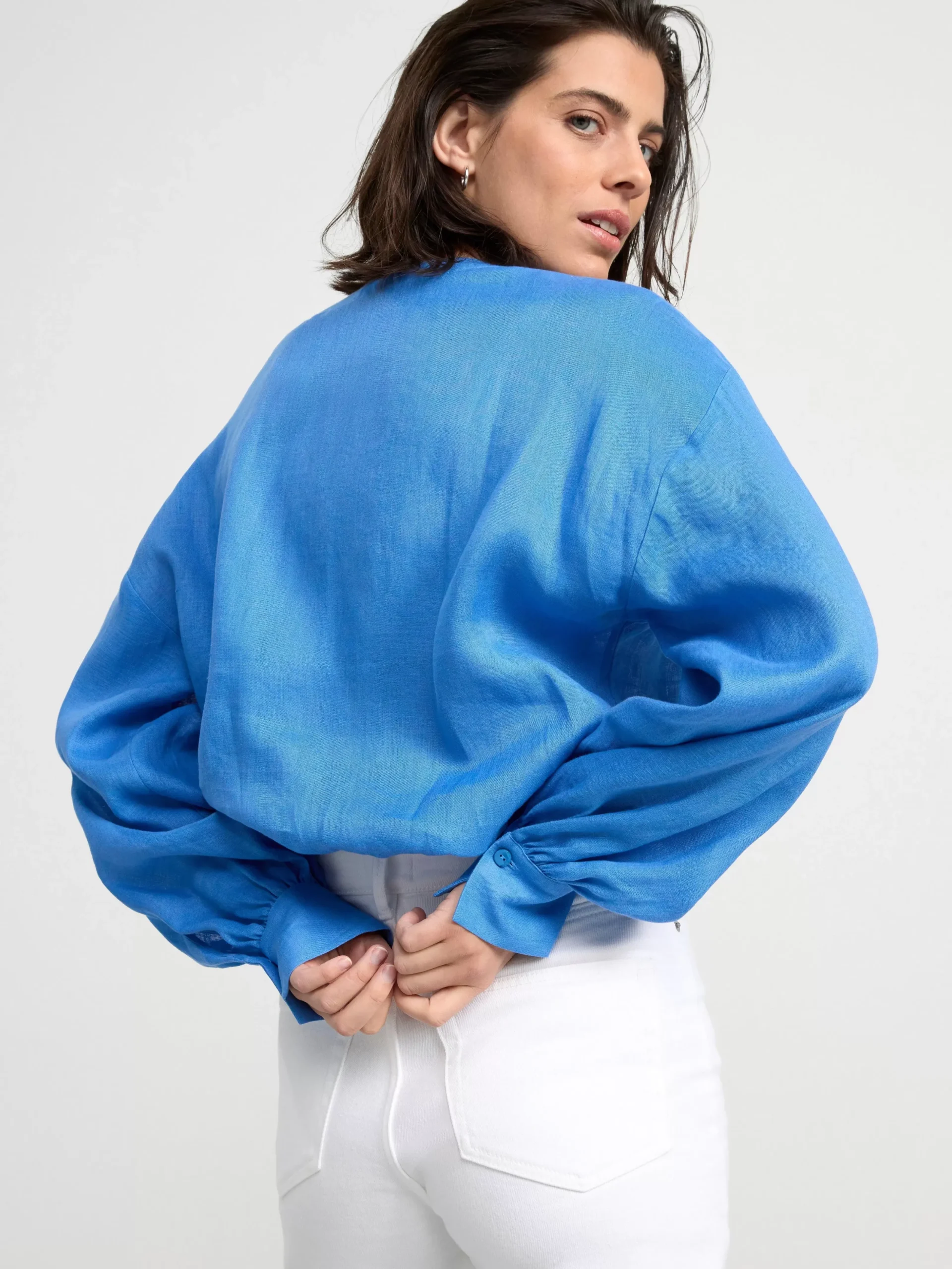 Blusar & Skjortor>Lindex Langarmad Linneblus Blue