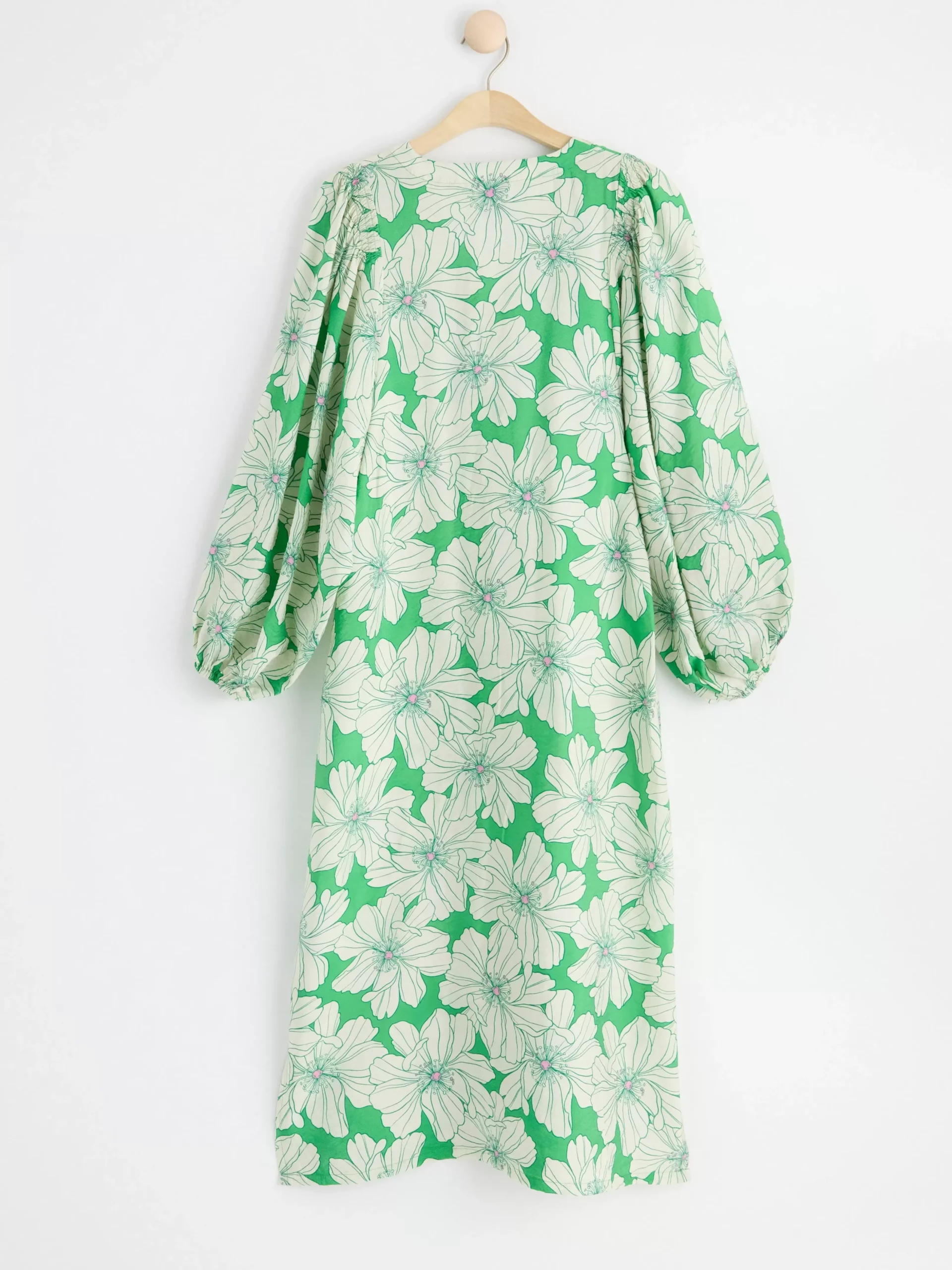 Klänningar>Lindex Langarmad Midiklanning Med Blommor Green