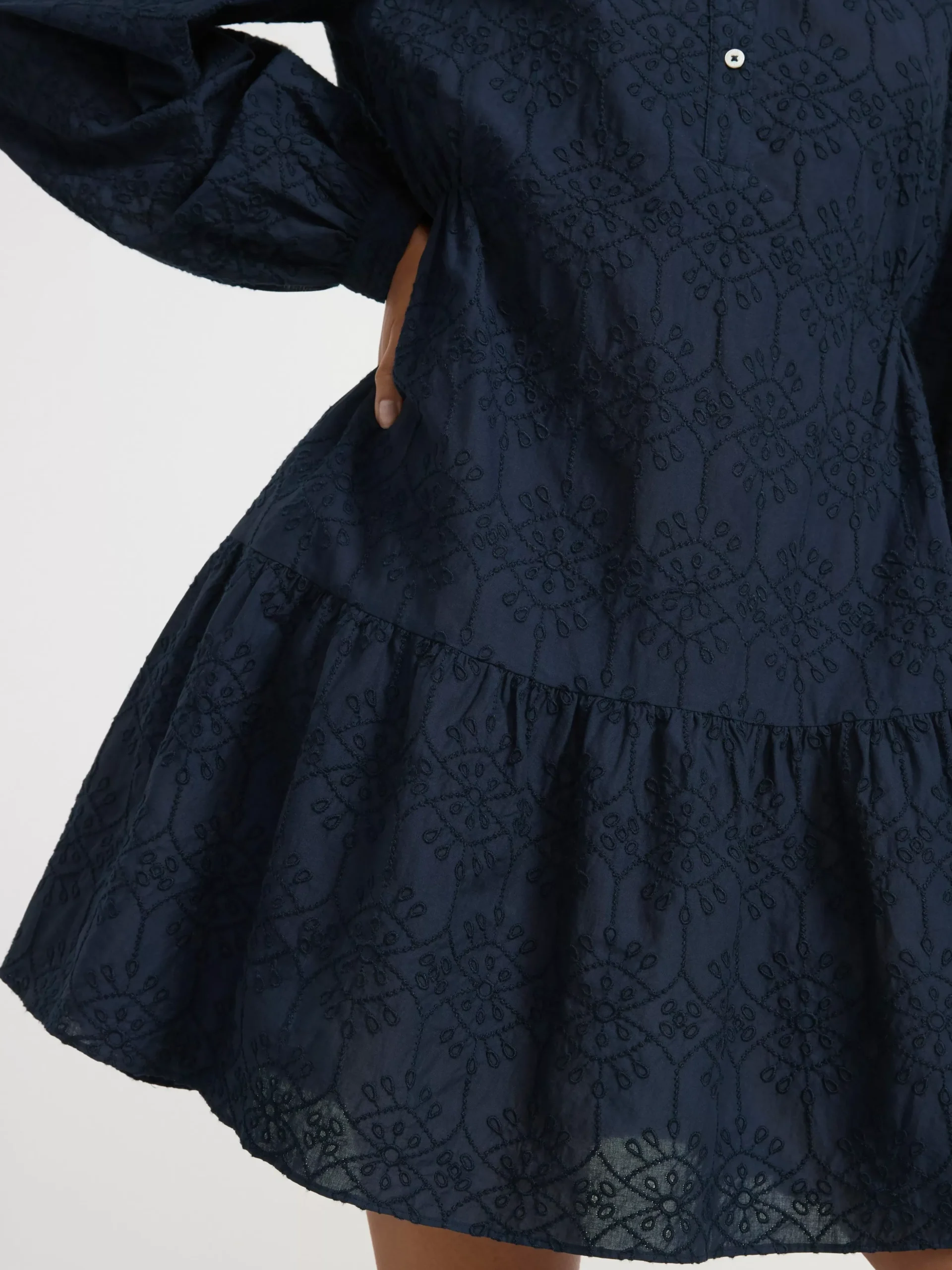 Klänningar>Lindex Langarmad Miniklanning Med Broderi Navy