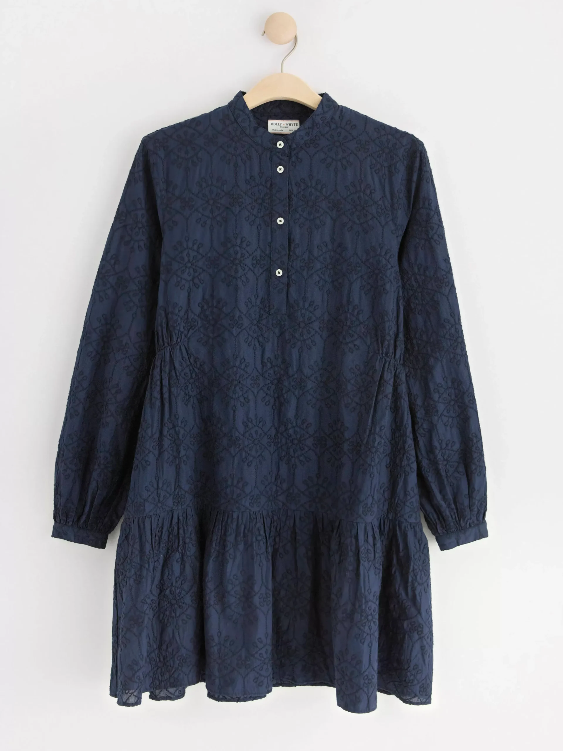 Klänningar>Lindex Langarmad Miniklanning Med Broderi Navy