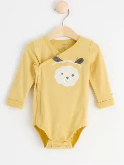 Bodies>Lindex Langarmad Omlottbody Med Djuransikte Light Dusty Yellow