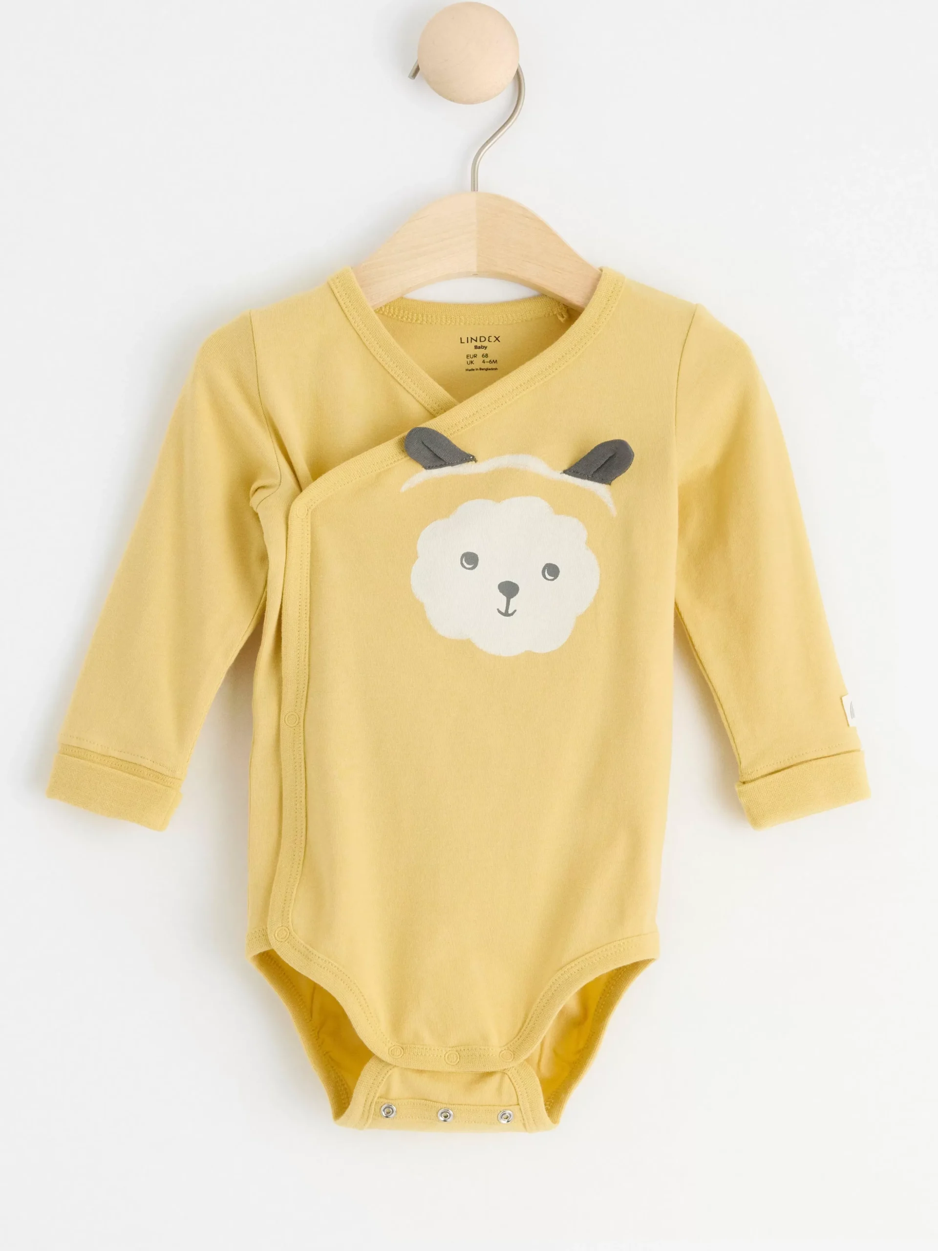 Bodies>Lindex Langarmad Omlottbody Med Djuransikte Light Dusty Yellow