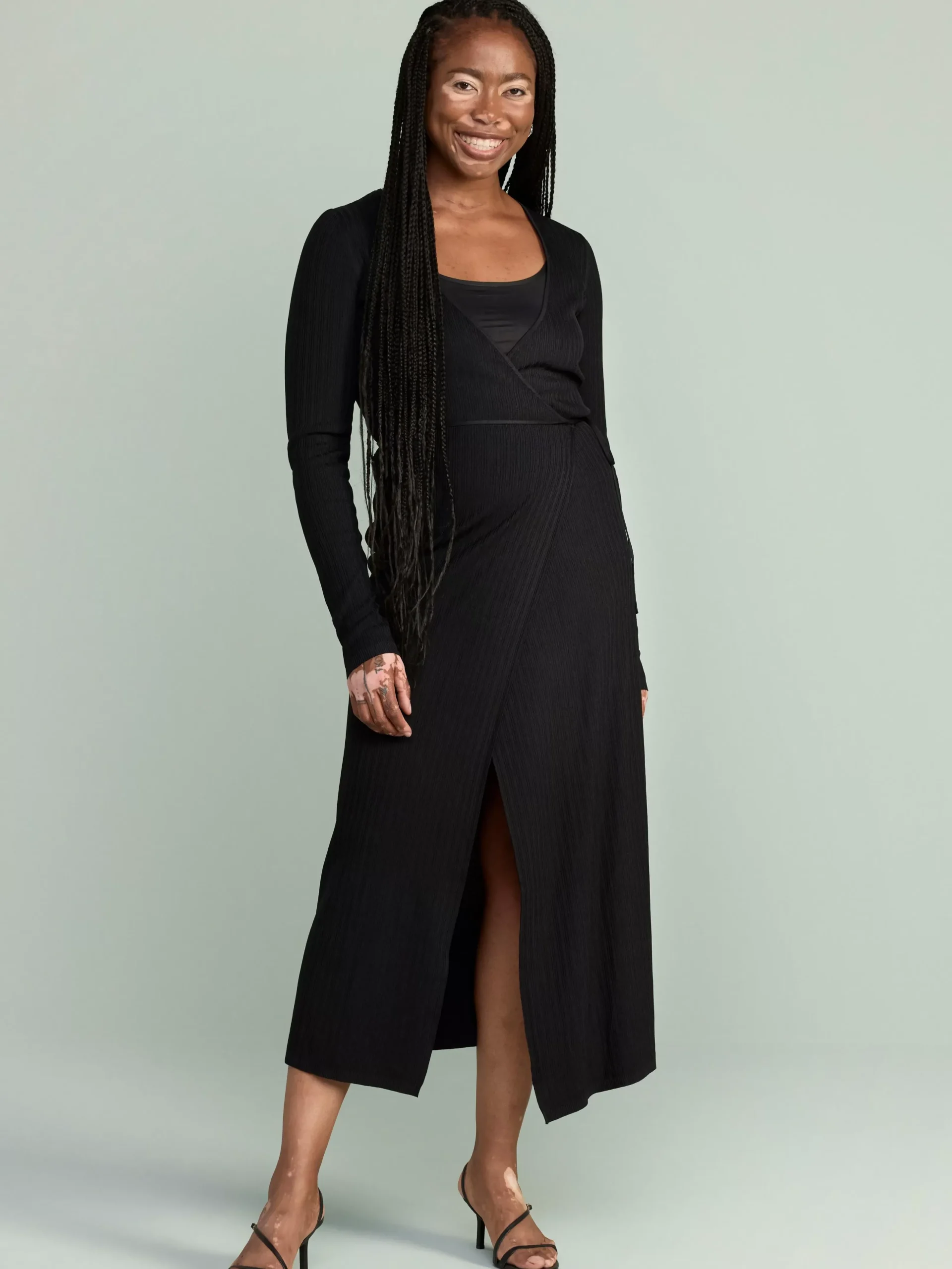 Klänningar>Lindex Langarmad Omlottklanning Black
