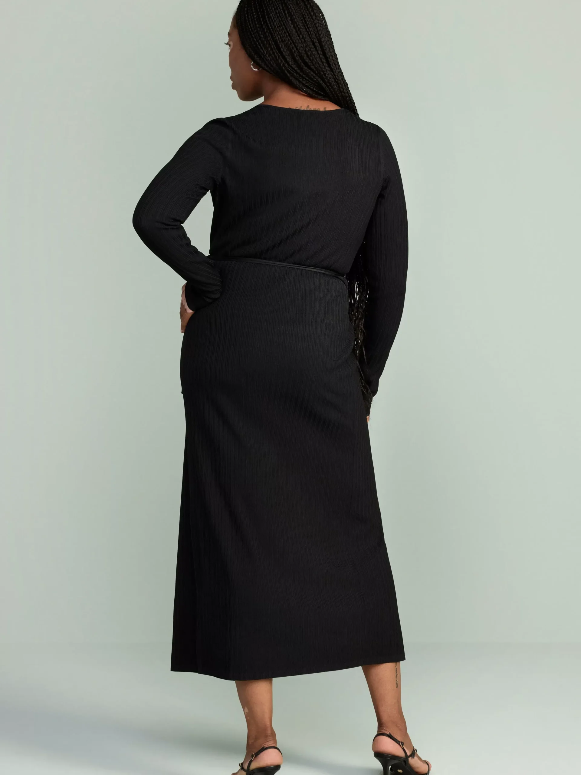 Klänningar>Lindex Langarmad Omlottklanning Black