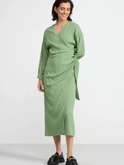 Klänningar>Lindex Langarmad Omlottklanning Med Textur Light Khaki