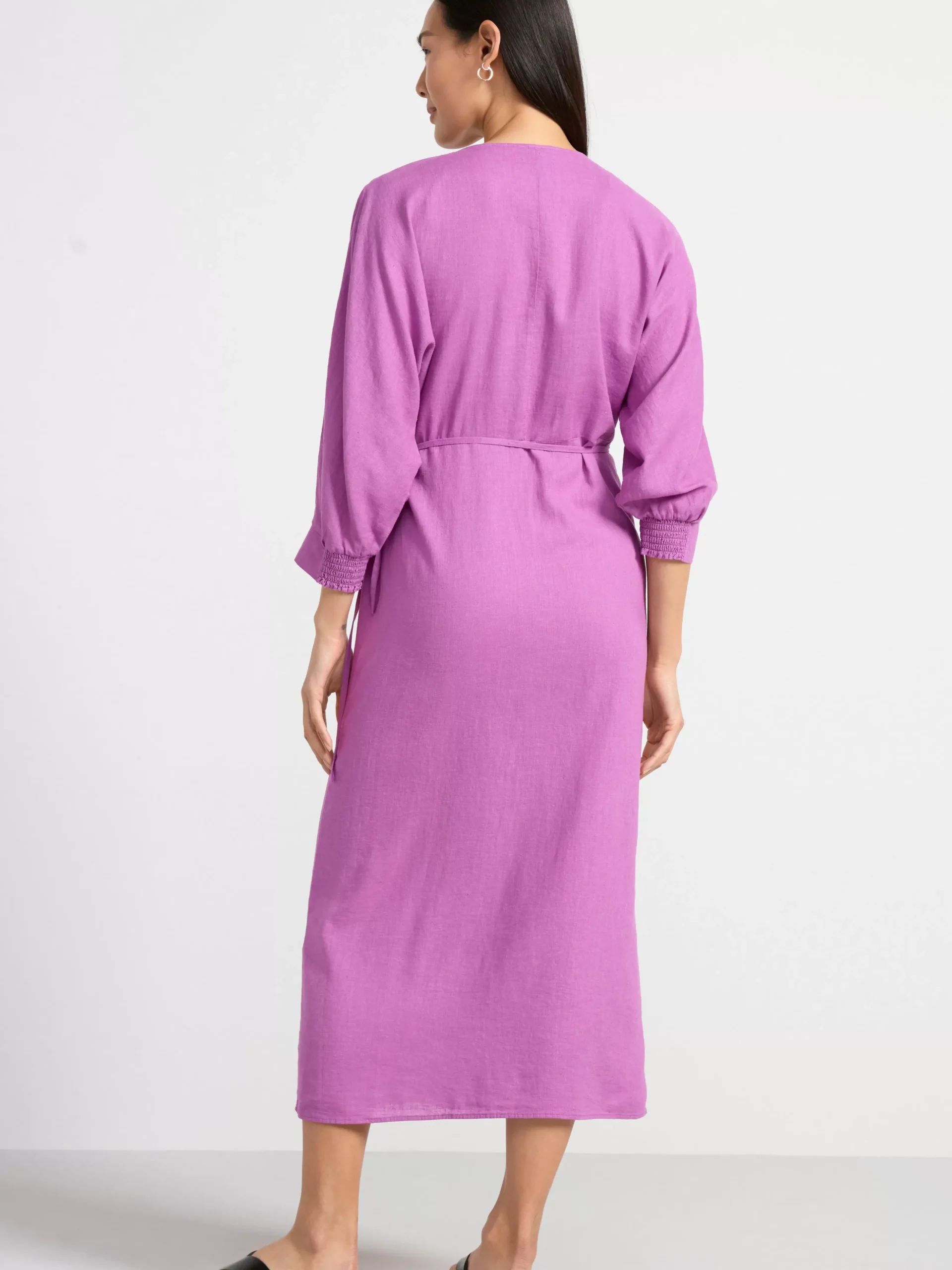 Klänningar>Lindex Langarmad Omlottklanning I Linneblandning Lilac