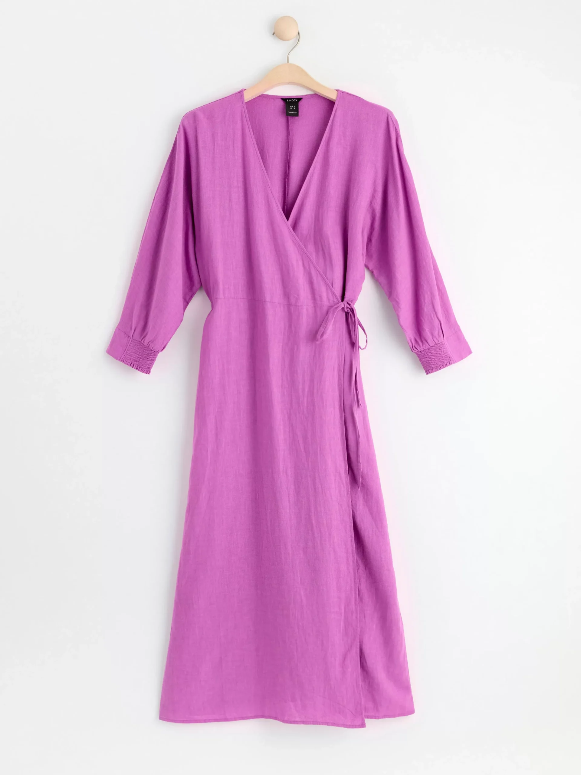 Klänningar>Lindex Langarmad Omlottklanning I Linneblandning Lilac