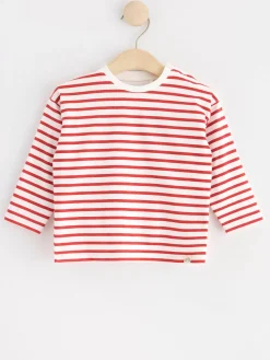 Toppar & T-Shirts>Lindex Langarmad Randig Topp Dusty Orange
