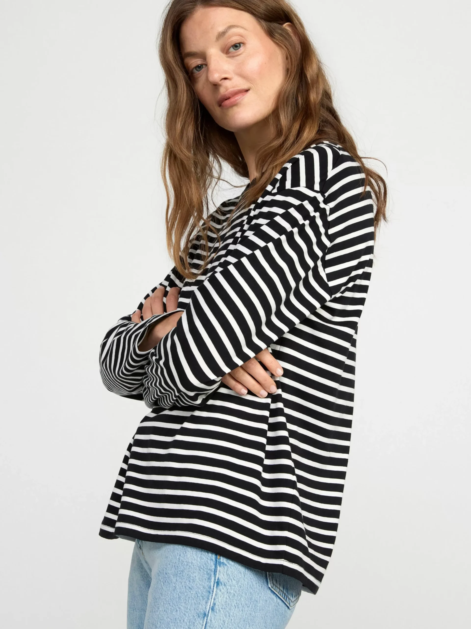 Toppar & T-Shirts>Lindex Langarmad Randig Topp Black