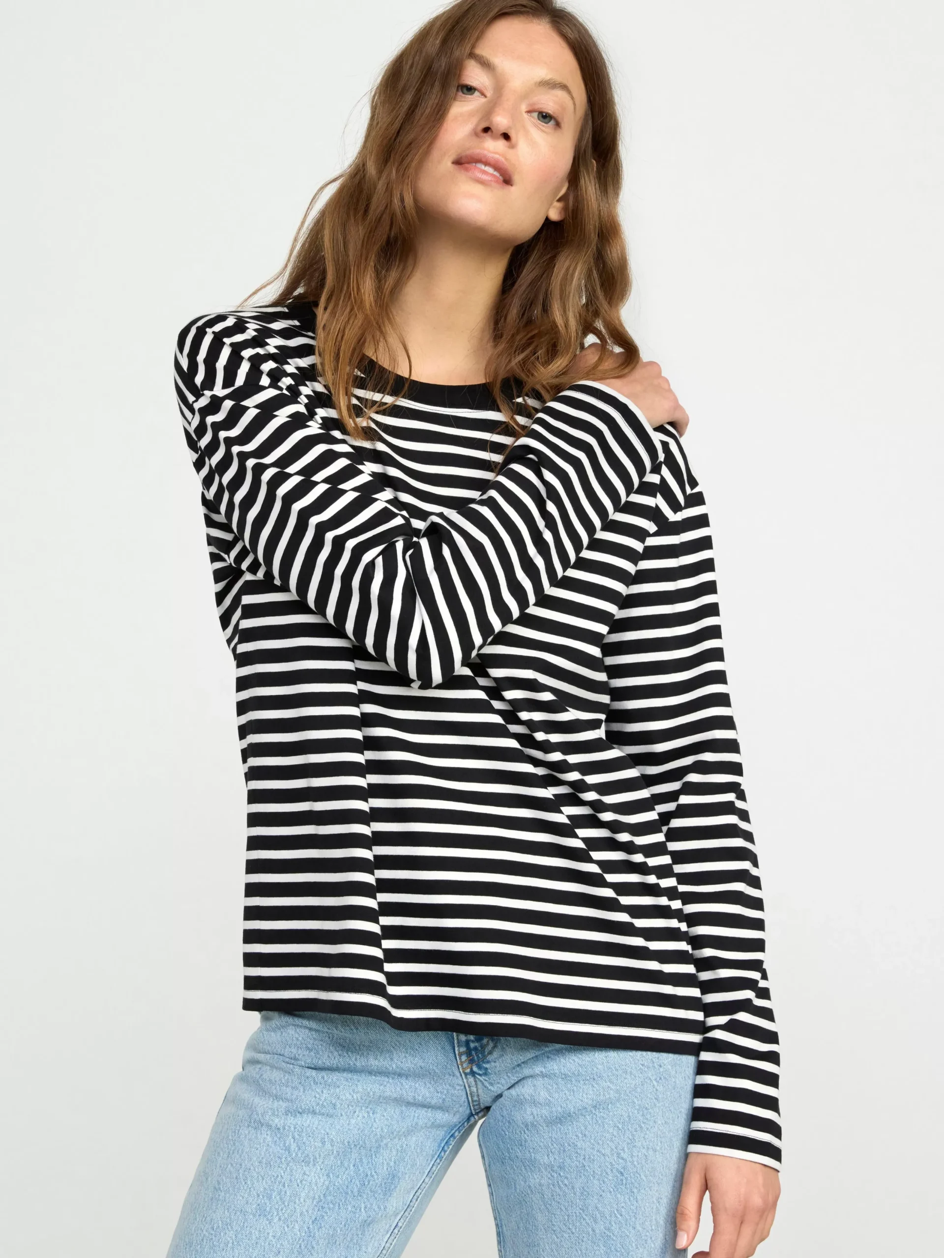Toppar & T-Shirts>Lindex Langarmad Randig Topp Black