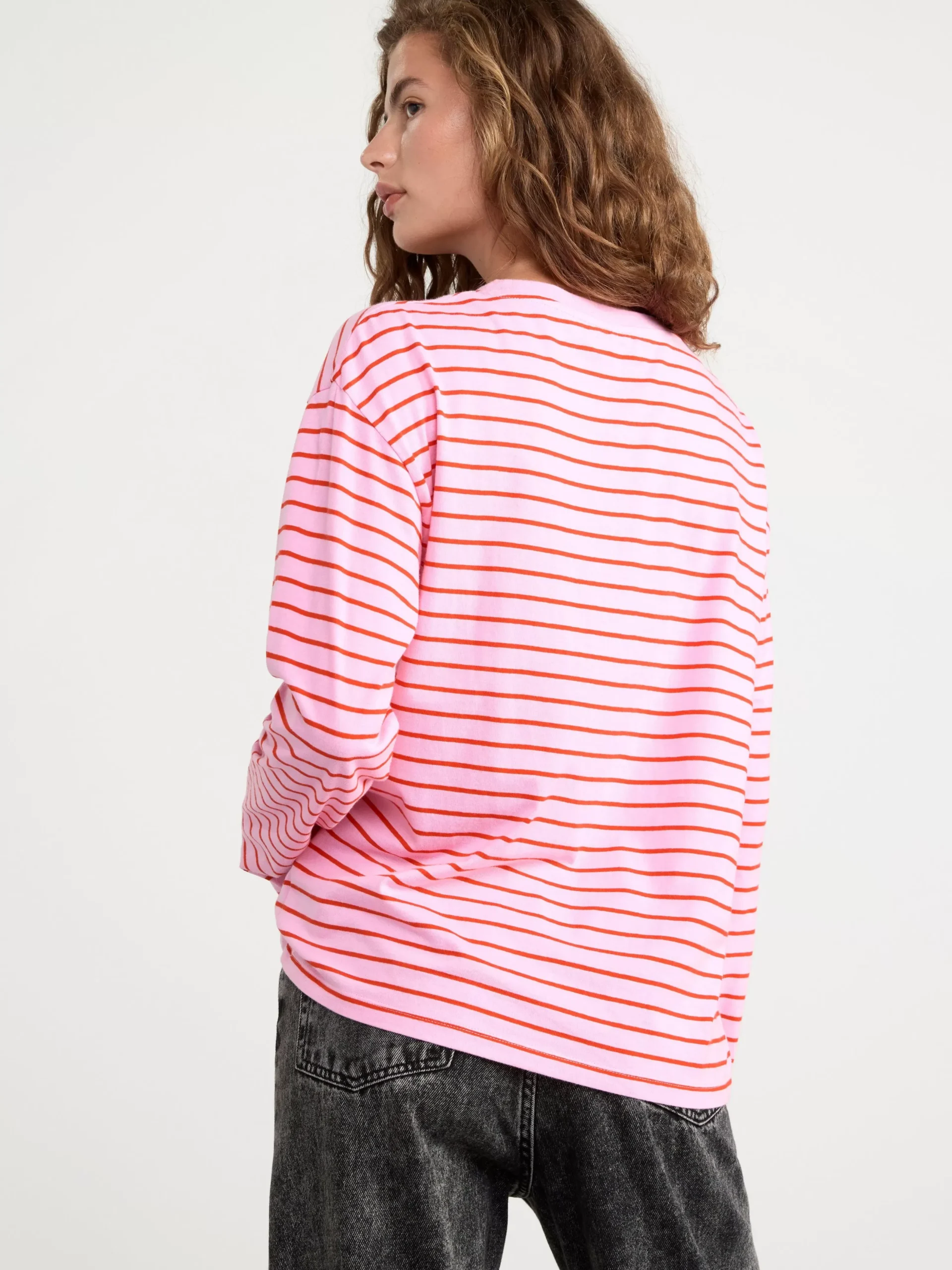 Toppar & T-Shirts>Lindex Langarmad Randig Troja Light Pink