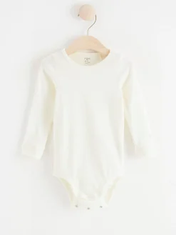 Bodies>Lindex Langarmad Ribbad Body Light Dusty White