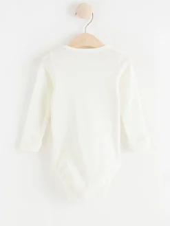 Bodies>Lindex Langarmad Ribbad Body Light Dusty White