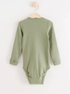 Bodies>Lindex Langarmad Ribbad Body Dusty Green