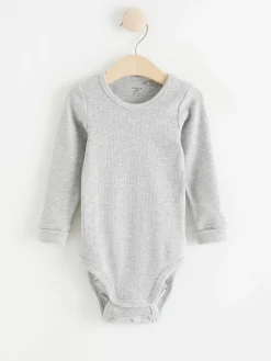 Bodies>Lindex Langarmad Ribbad Body Light Grey Melange