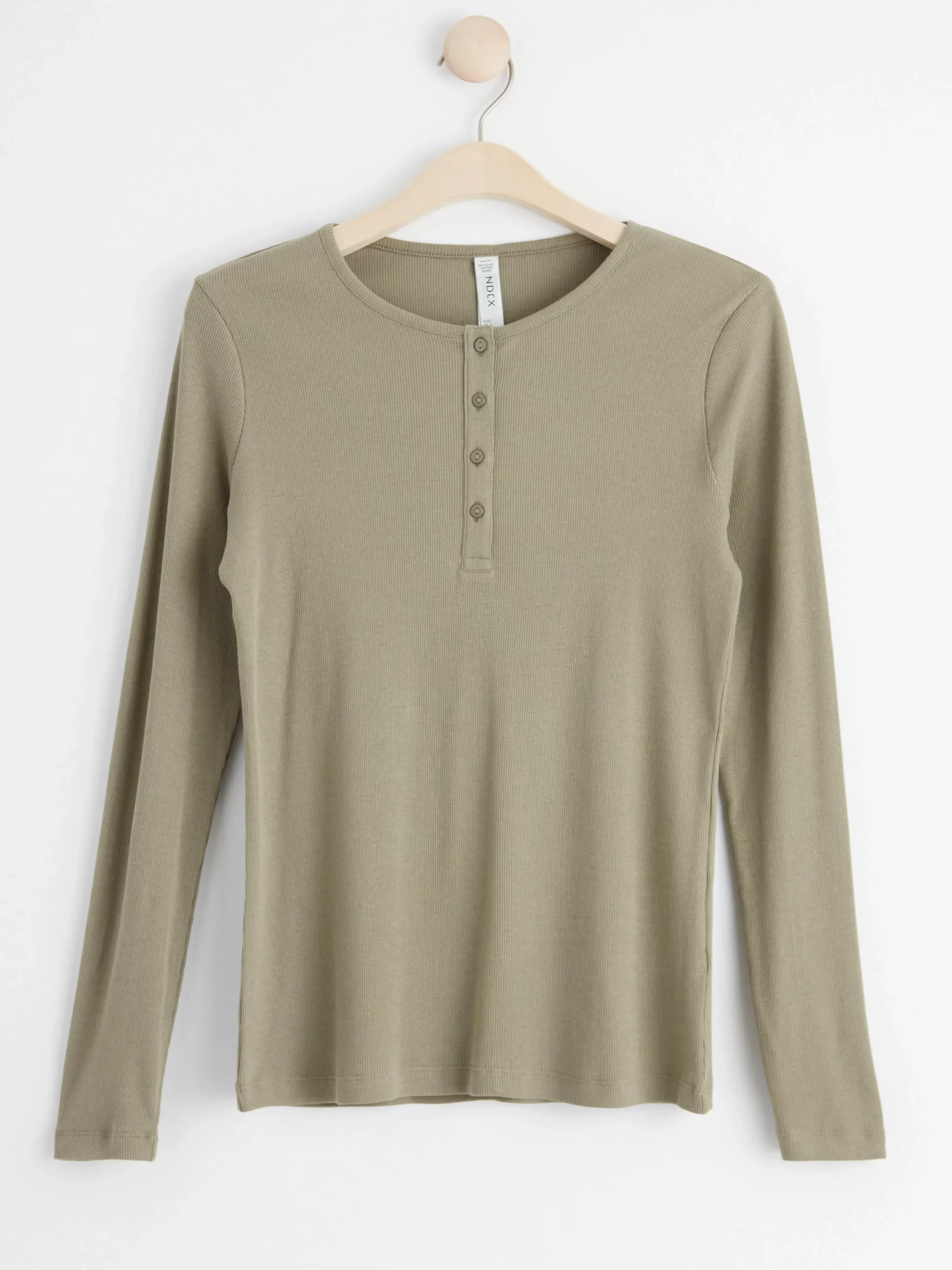 Nattplagg>Lindex Langarmad Ribbad Pyjamastopp Khaki
