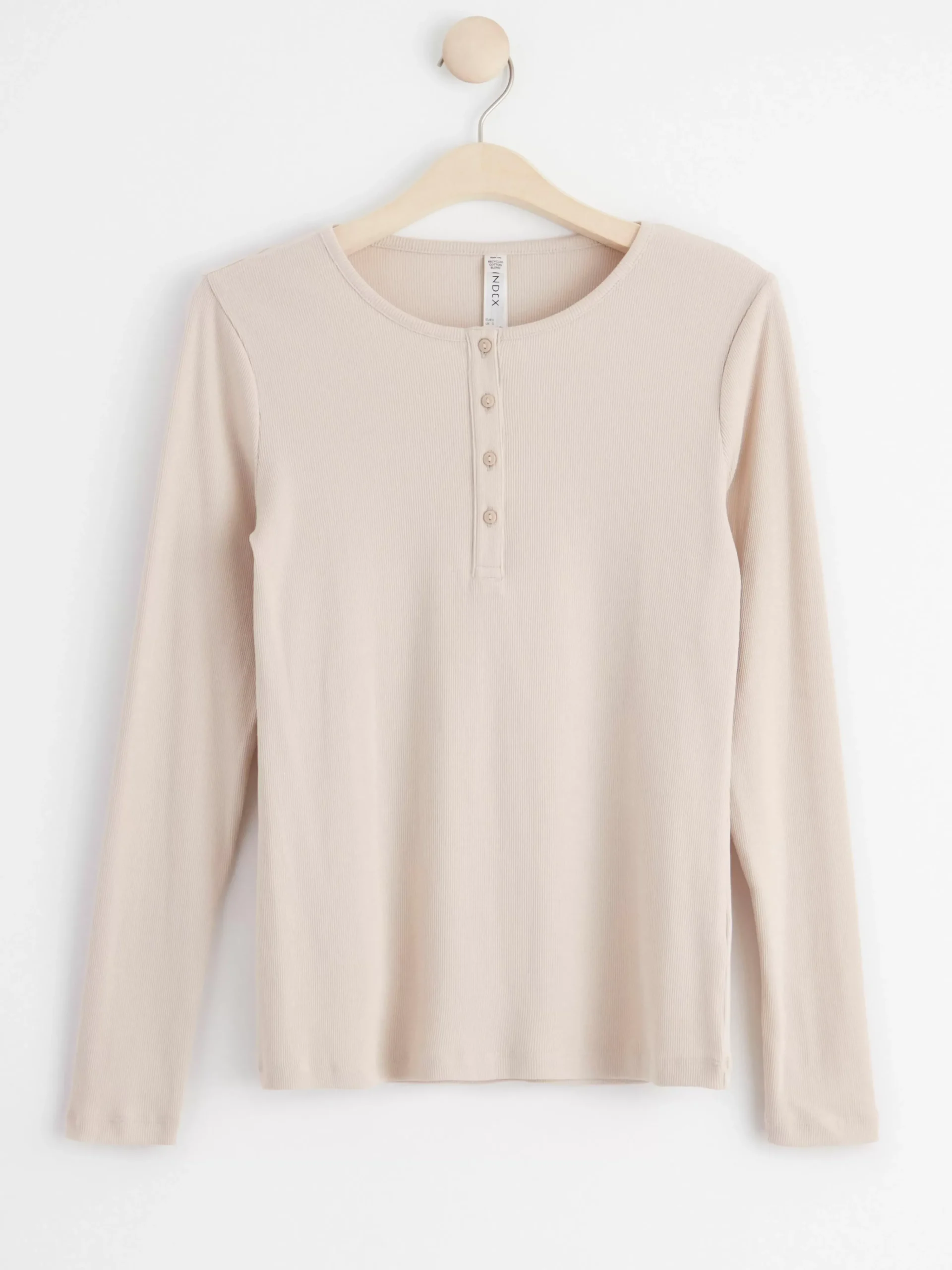 Nattplagg>Lindex Langarmad Ribbad Pyjamastopp Light Beige