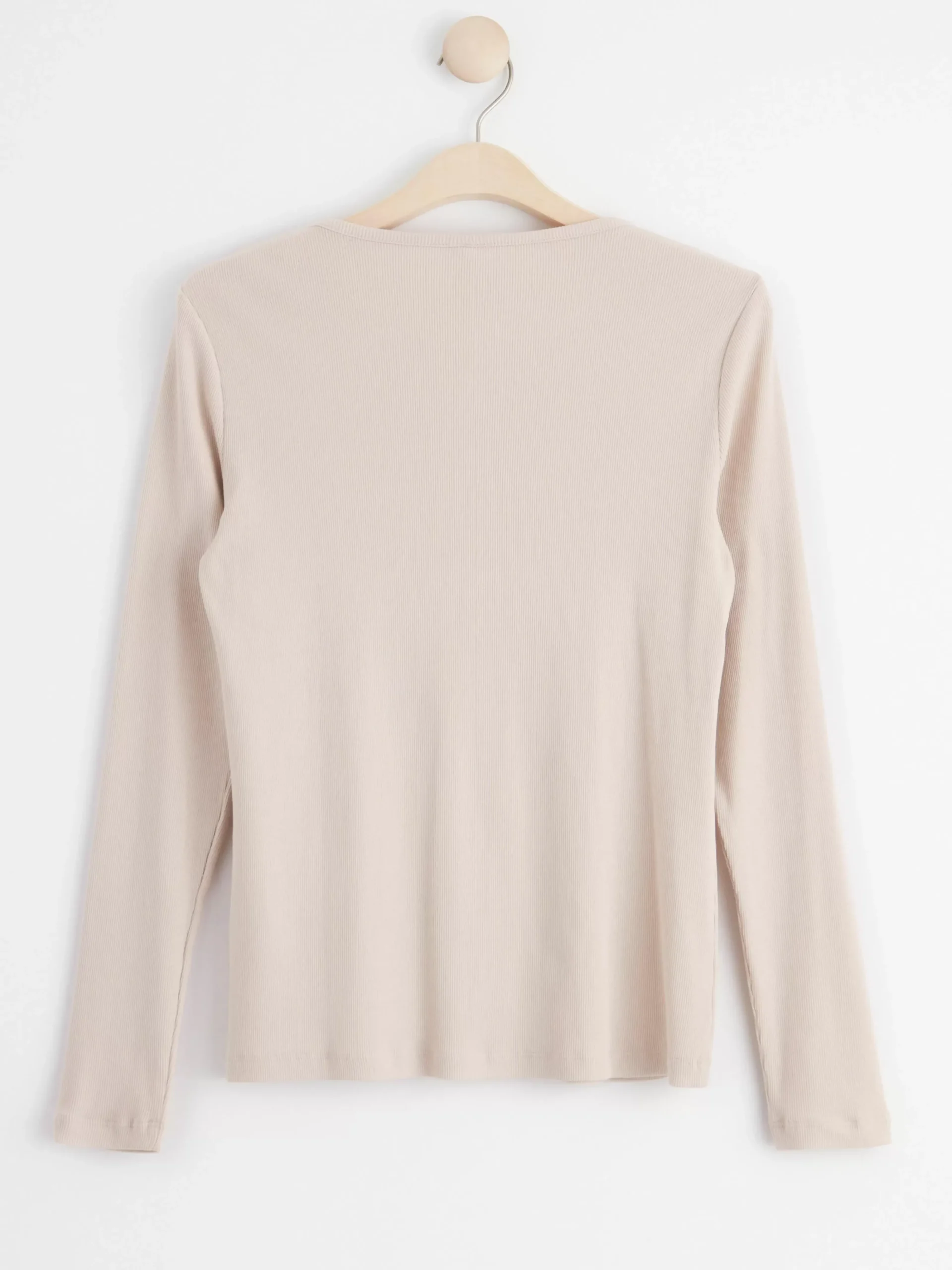 Nattplagg>Lindex Langarmad Ribbad Pyjamastopp Light Beige