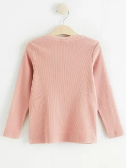 Toppar & T-Shirts>Lindex Langarmad Ribbad Topp Dusty Pink