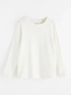 Toppar & T-Shirts>Lindex Langarmad Ribbad Topp Light Dusty White