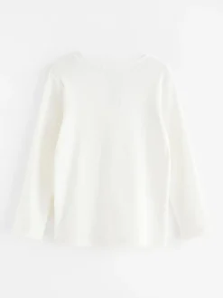 Toppar & T-Shirts>Lindex Langarmad Ribbad Topp Light Dusty White