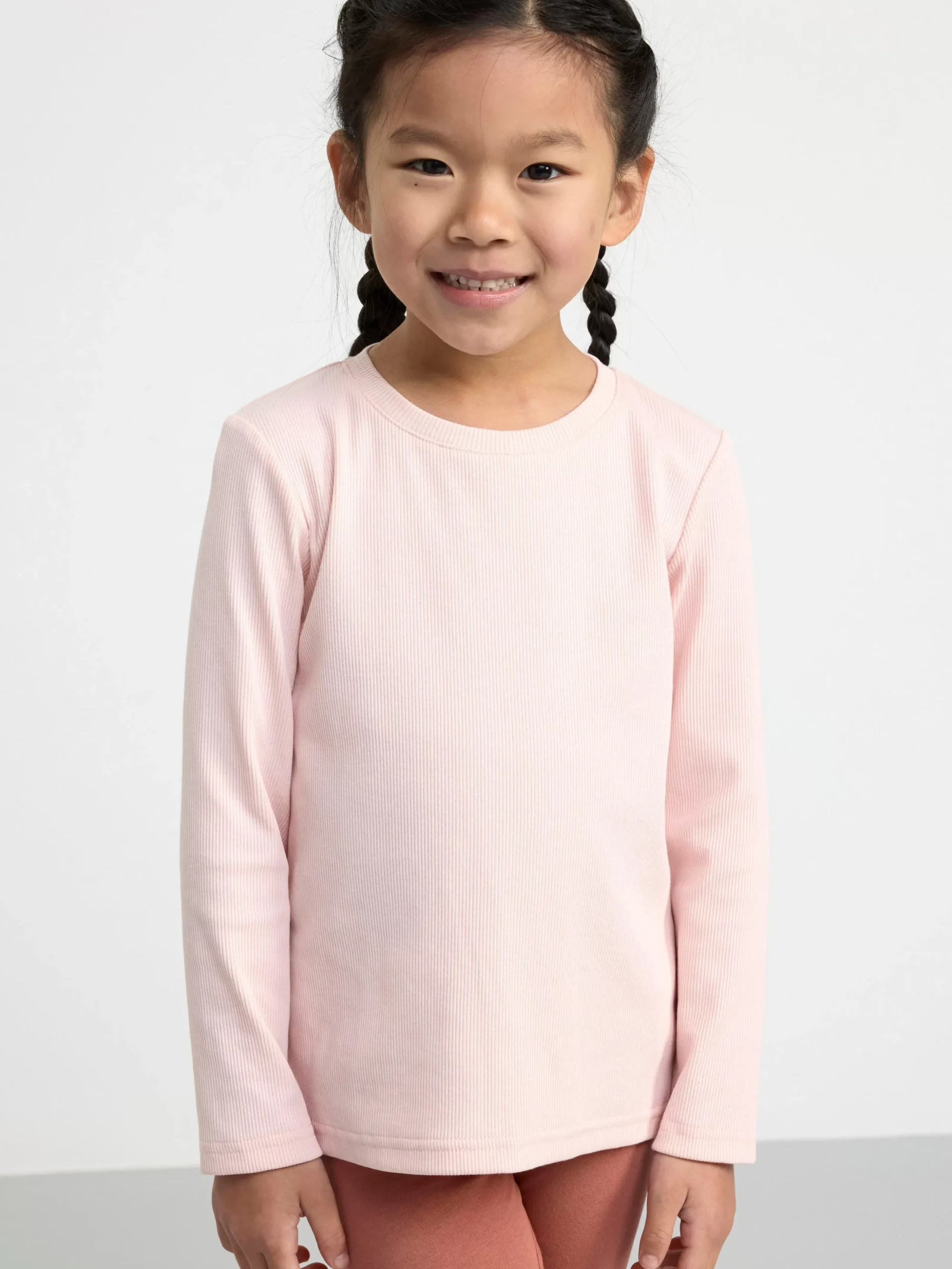 Toppar & T-Shirts>Lindex Langarmad Ribbad Topp Light Dusty Pink