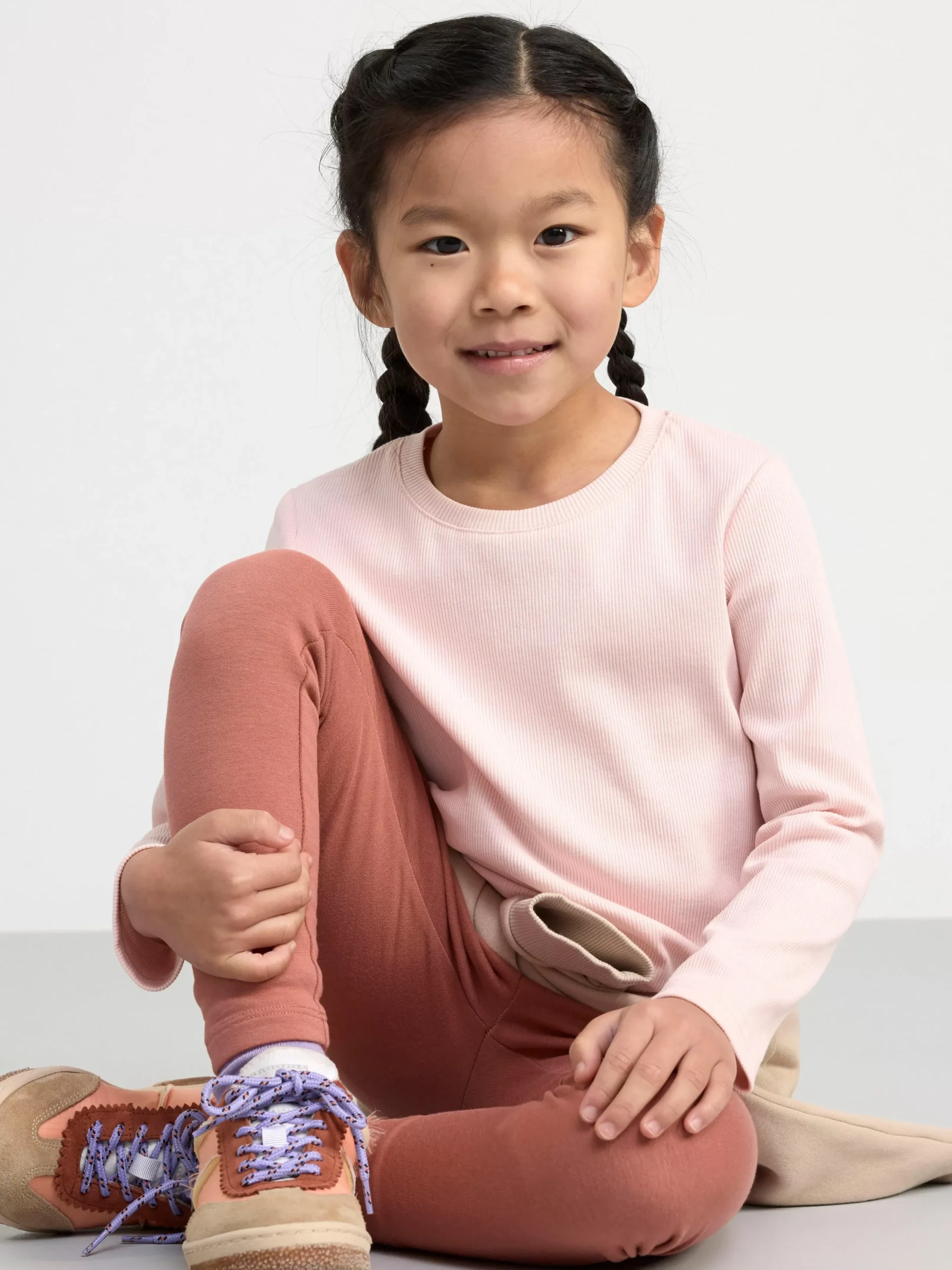 Toppar & T-Shirts>Lindex Langarmad Ribbad Topp Light Dusty Pink