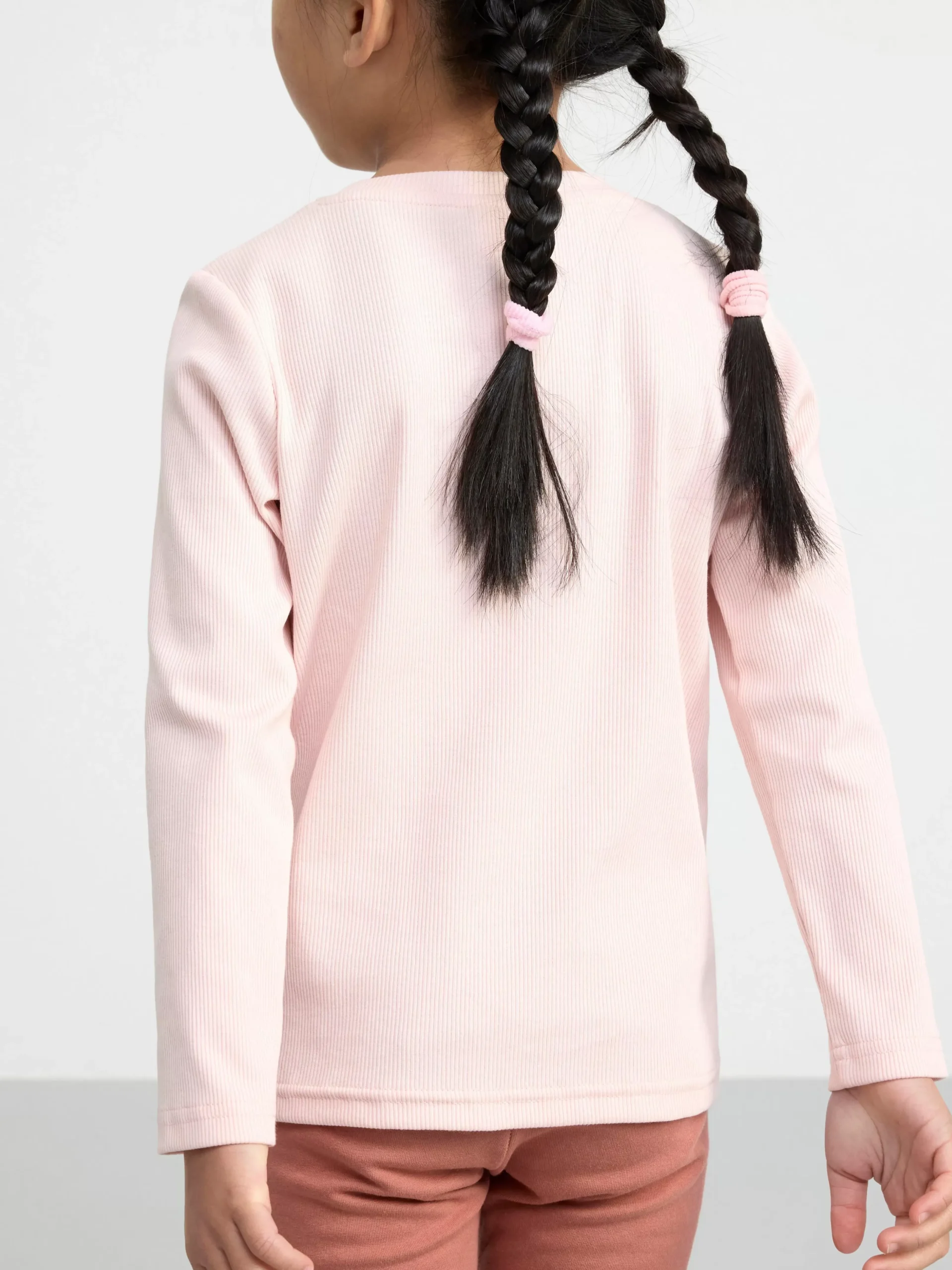 Toppar & T-Shirts>Lindex Langarmad Ribbad Topp Light Dusty Pink