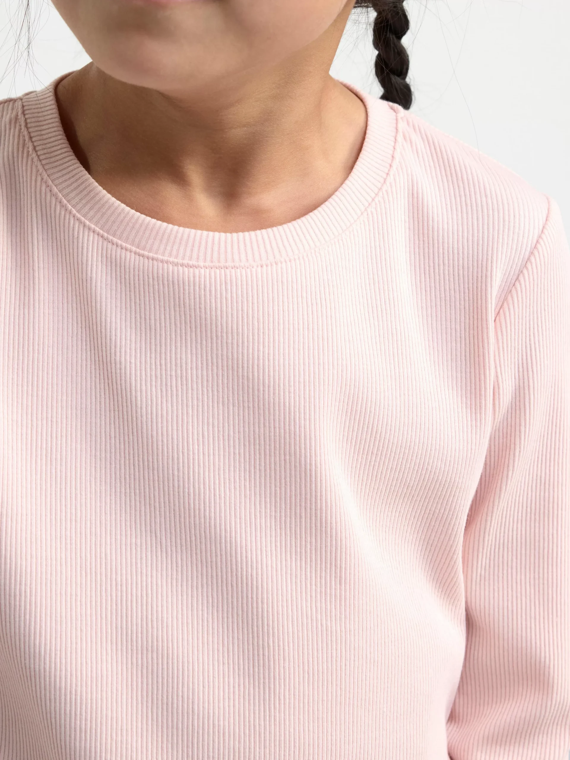 Toppar & T-Shirts>Lindex Langarmad Ribbad Topp Light Dusty Pink