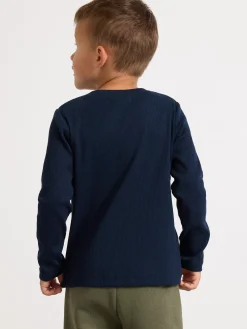 Toppar & T-Shirts>Lindex Langarmad Ribbad Topp Dark Navy