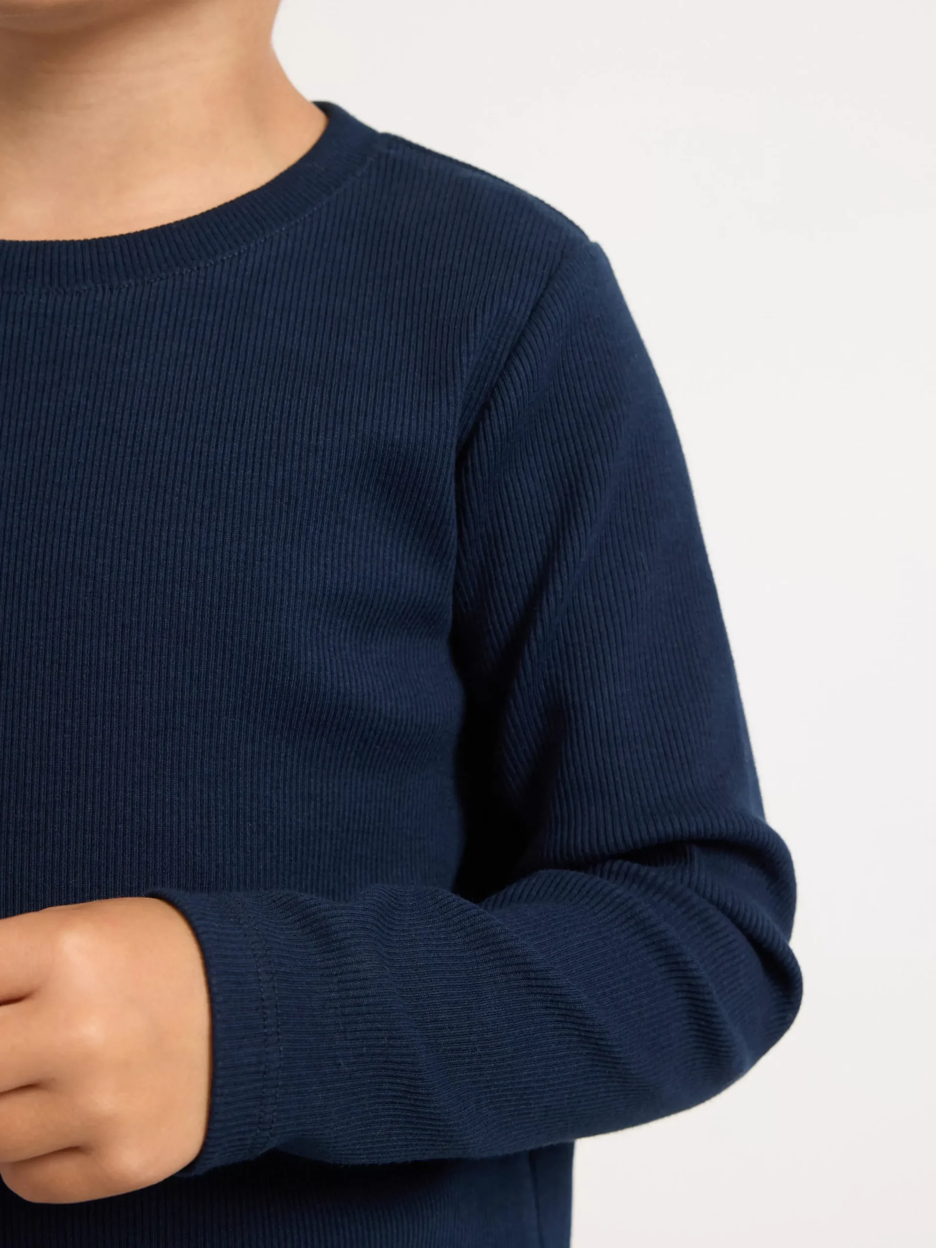Toppar & T-Shirts>Lindex Langarmad Ribbad Topp Dark Navy