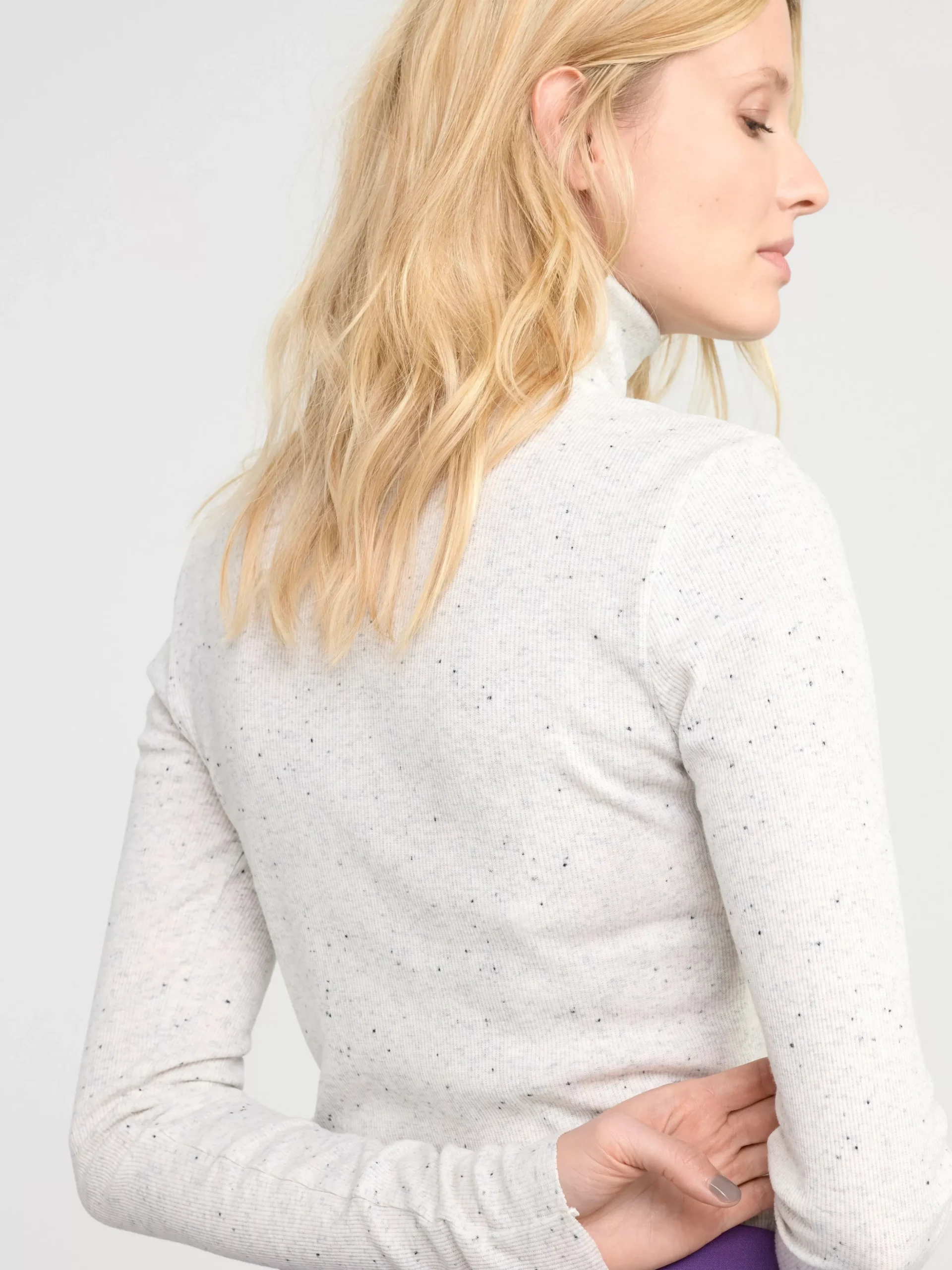 Toppar & T-Shirts>Lindex Langarmad Ribbad Topp Med Polokrage Beige