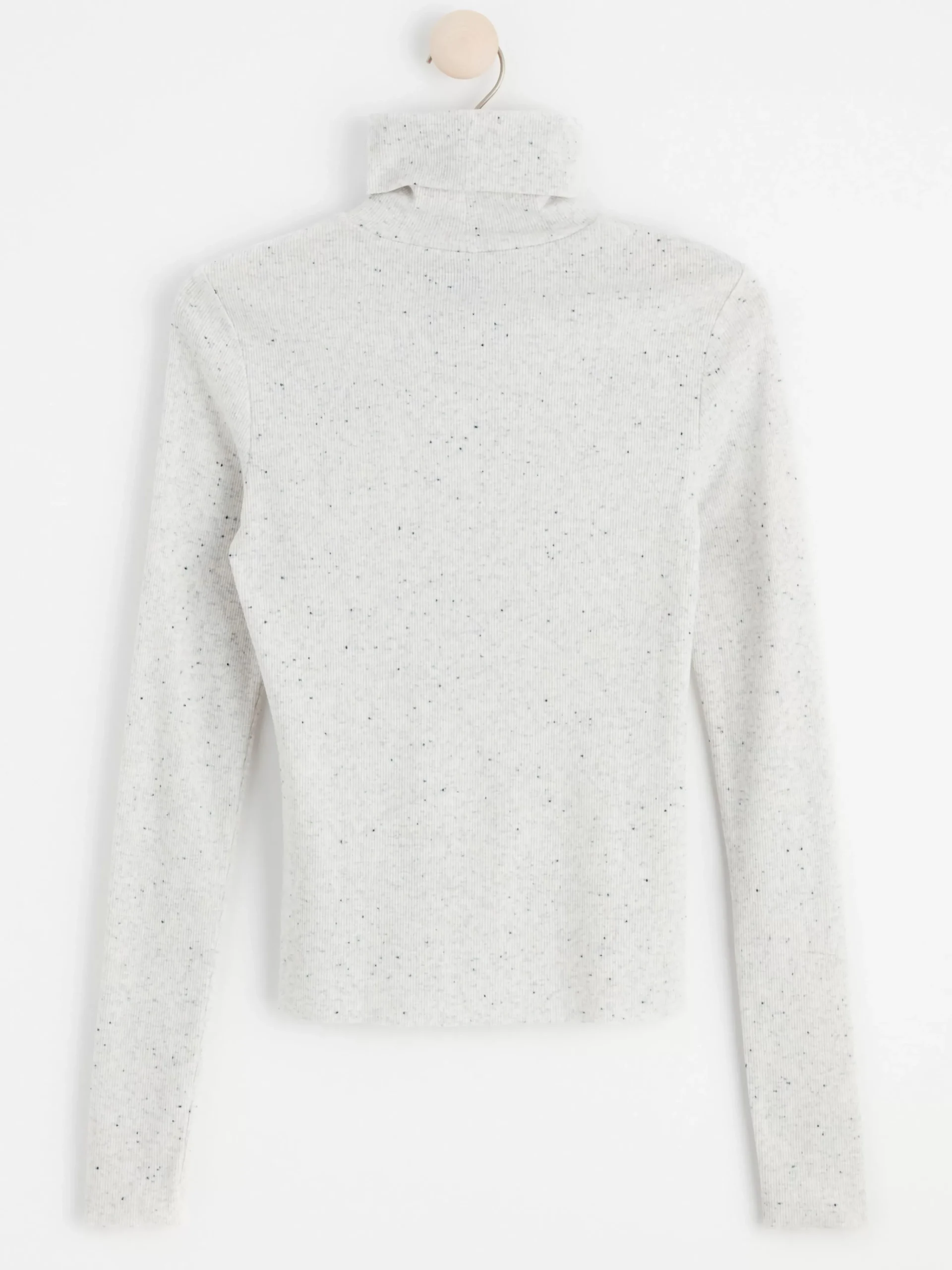 Toppar & T-Shirts>Lindex Langarmad Ribbad Topp Med Polokrage Beige