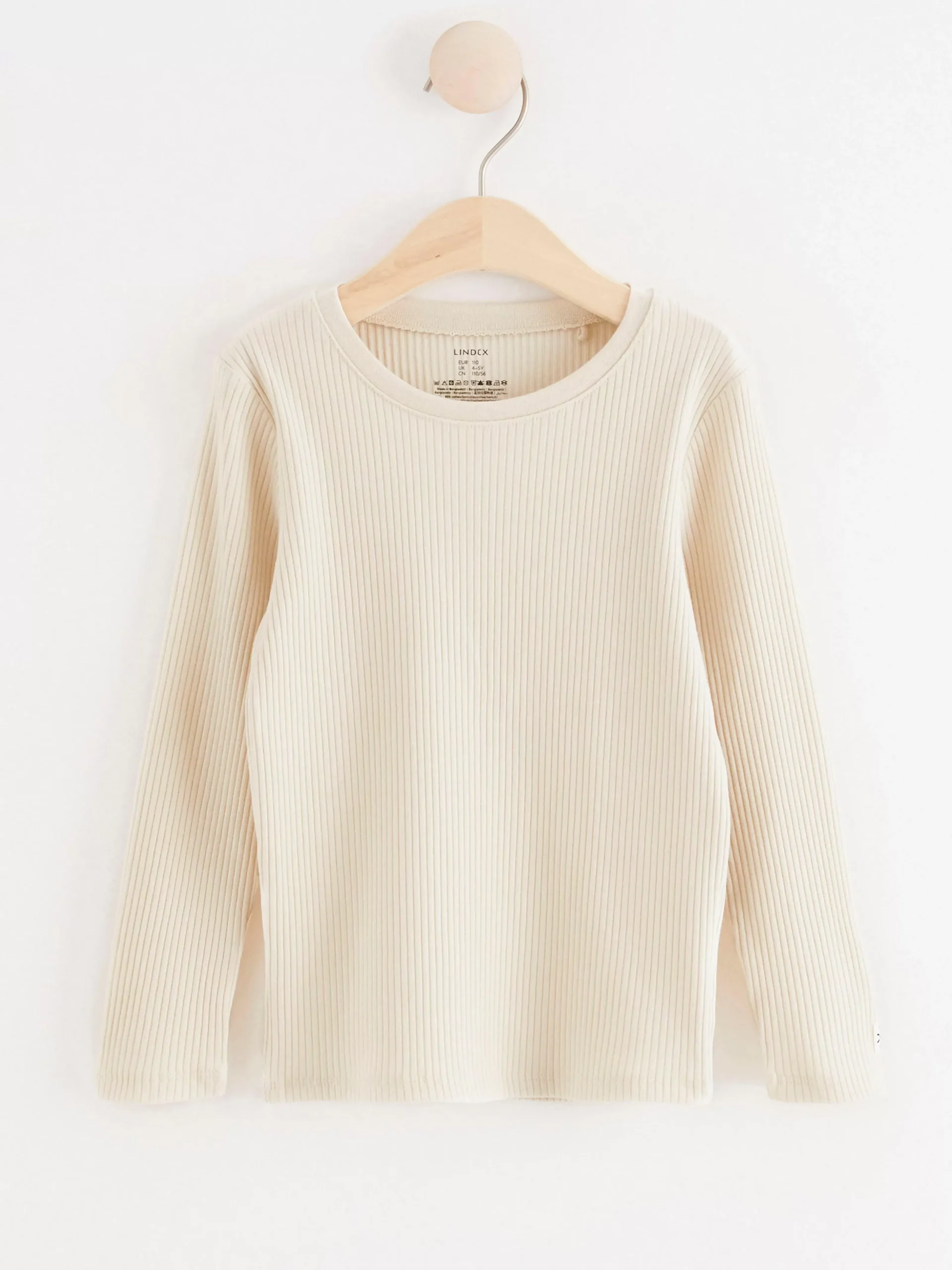 Toppar & T-Shirts>Lindex Langarmad Ribbad Troja Light Beige