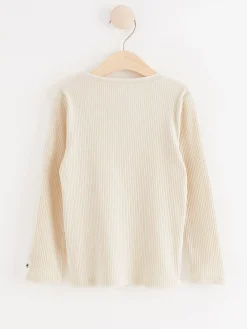 Toppar & T-Shirts>Lindex Langarmad Ribbad Troja Light Beige