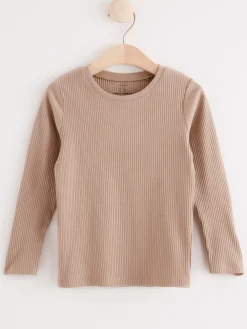 Toppar & T-Shirts>Lindex Langarmad Ribbad Troja Beige
