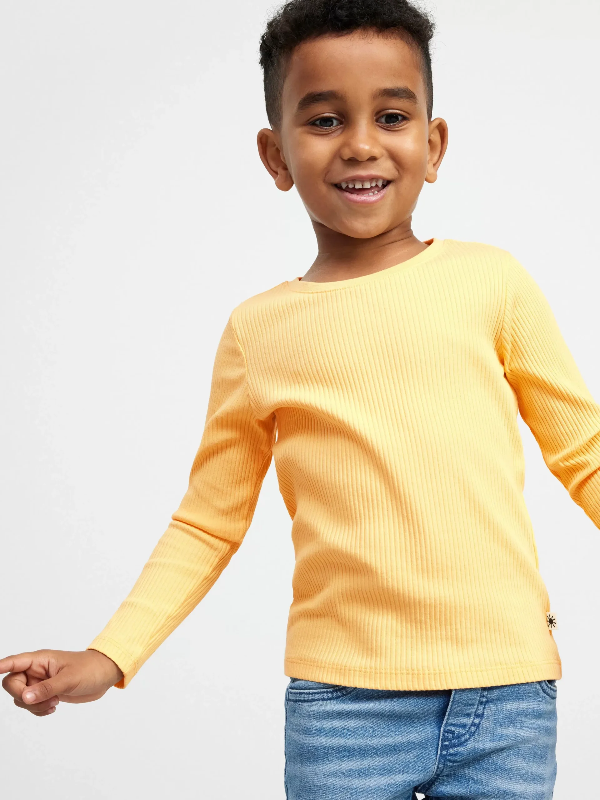 Toppar & T-Shirts>Lindex Langarmad Ribbad Troja Light Dusty Yellow