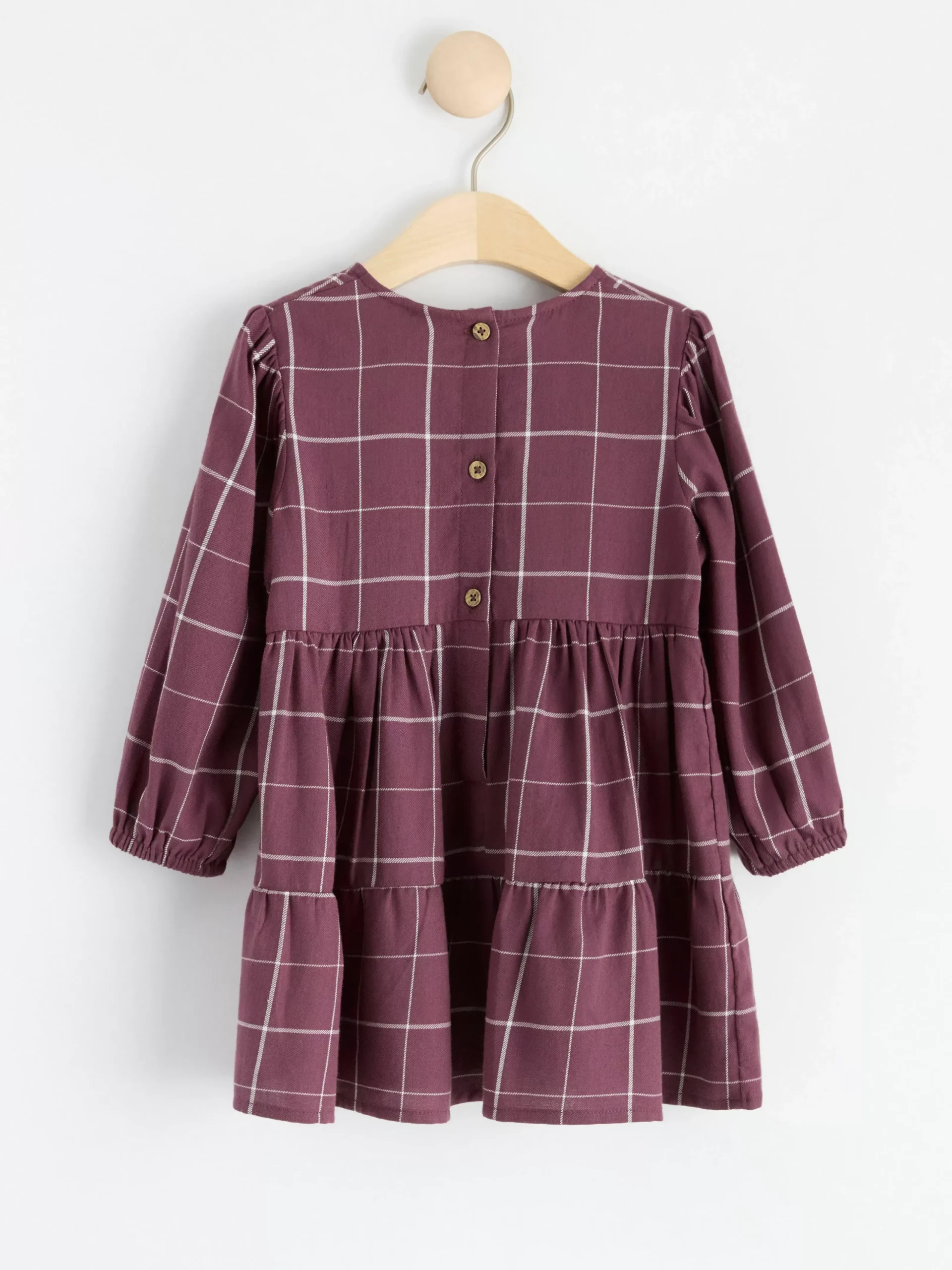 Klänningar>Lindex Langarmad Rutig Flanellklanning Dark Dusty Lilac