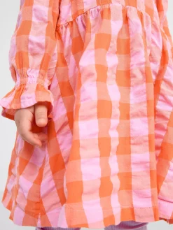 Klänningar>Lindex Langarmad Rutig Klanning Light Pink