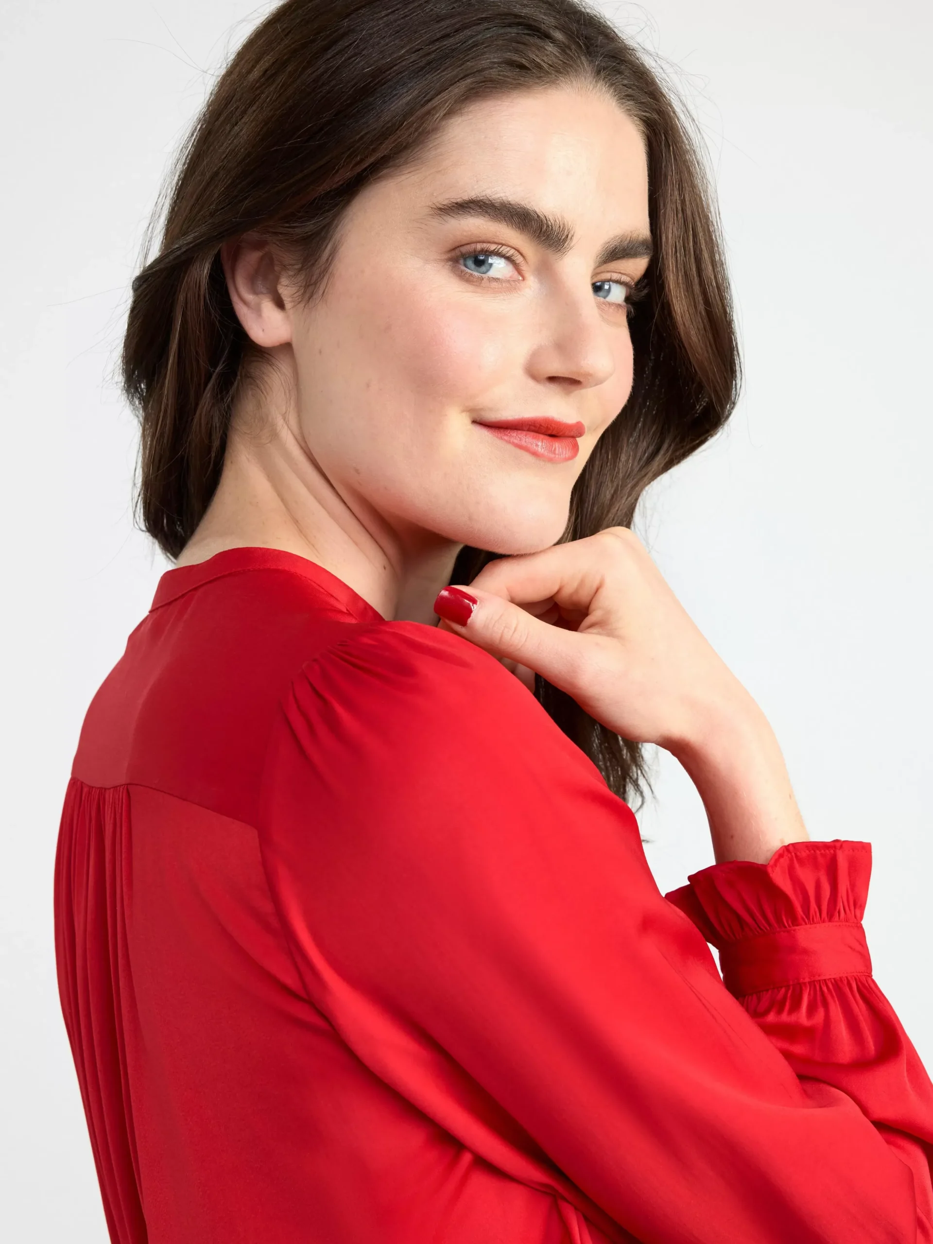 Blusar & Skjortor>Lindex Langarmad Satinblus Red