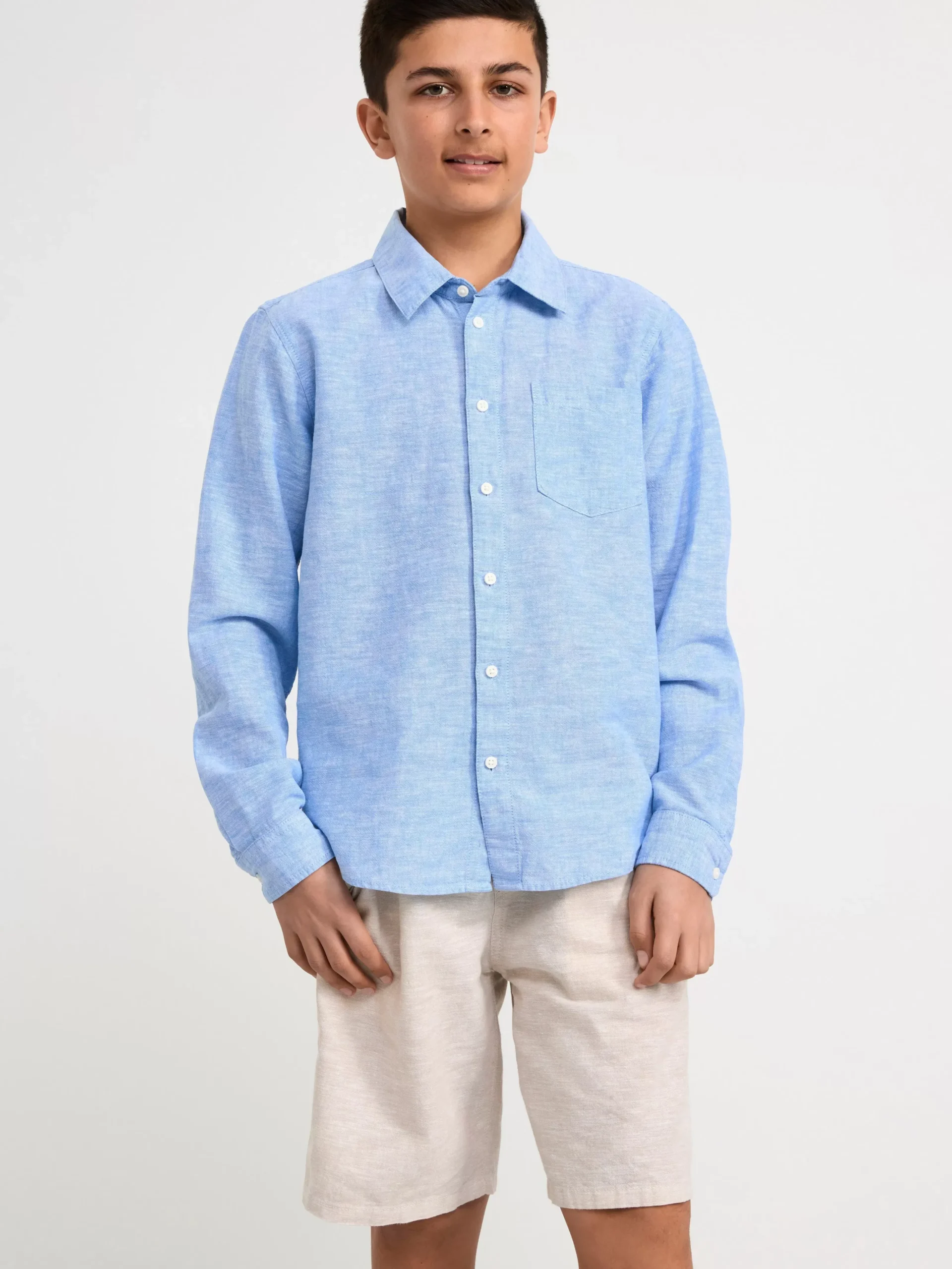 Skjortor & Blusar>Lindex Langarmad Skjorta I Linneblandning Blue