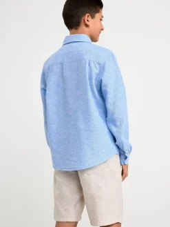 Skjortor & Blusar>Lindex Langarmad Skjorta I Linneblandning Blue