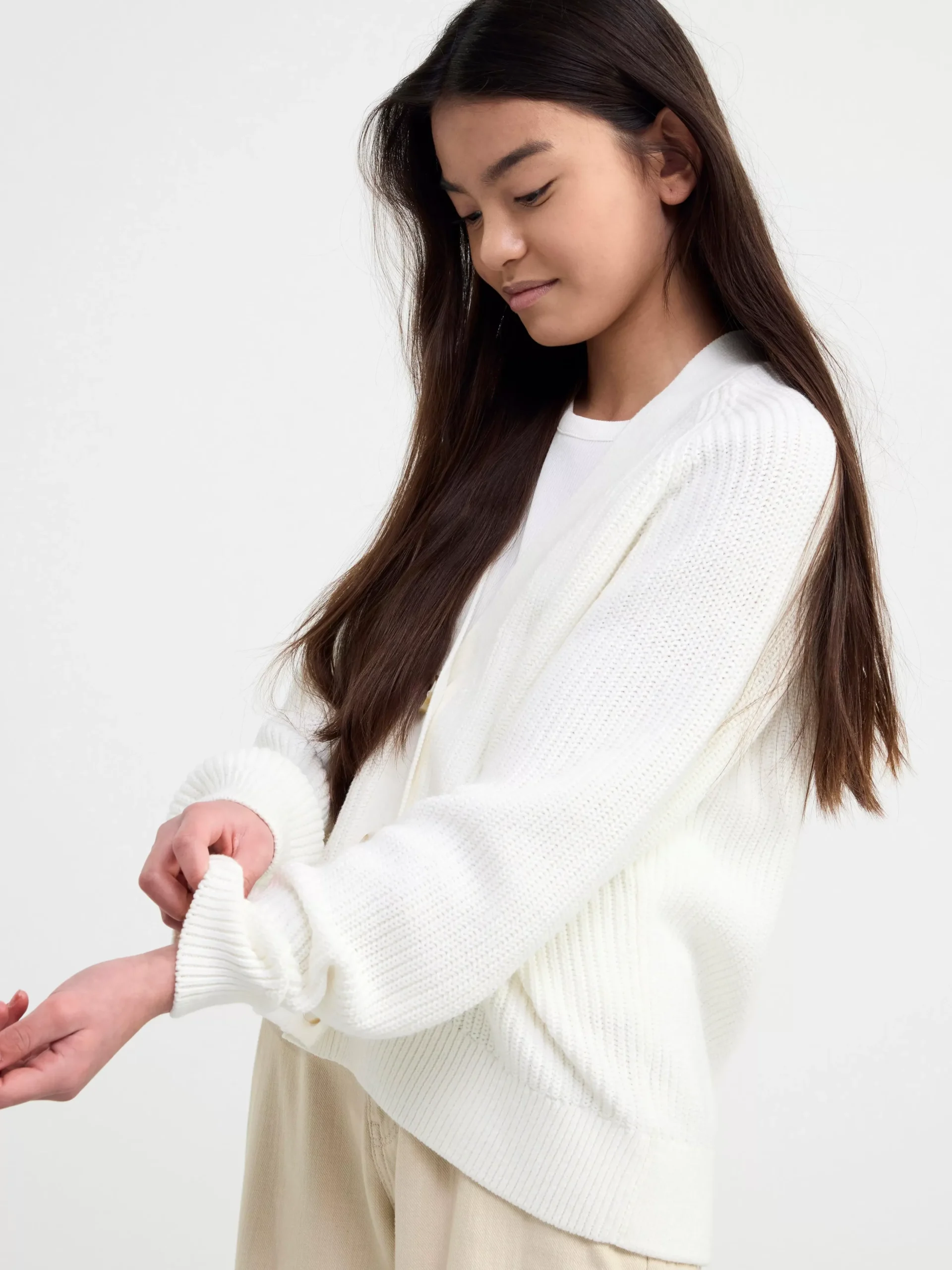 Tröjor & Cardigans>Lindex Langarmad Stickad Cardigan Off White