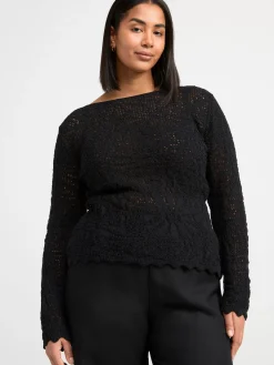 Tröjor & Cardigans>Lindex Langarmad Stickad Troja Black
