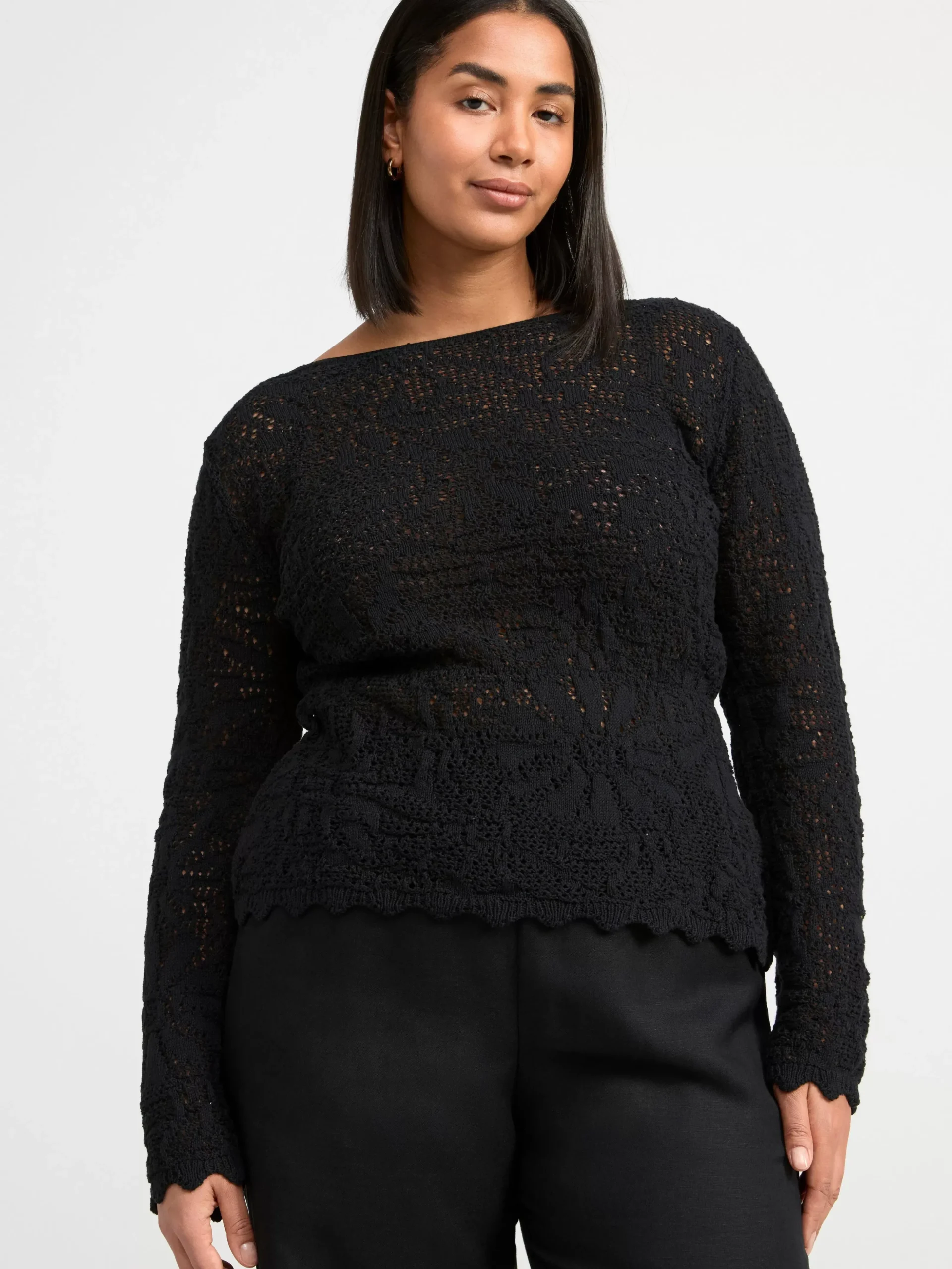Tröjor & Cardigans>Lindex Langarmad Stickad Troja Black