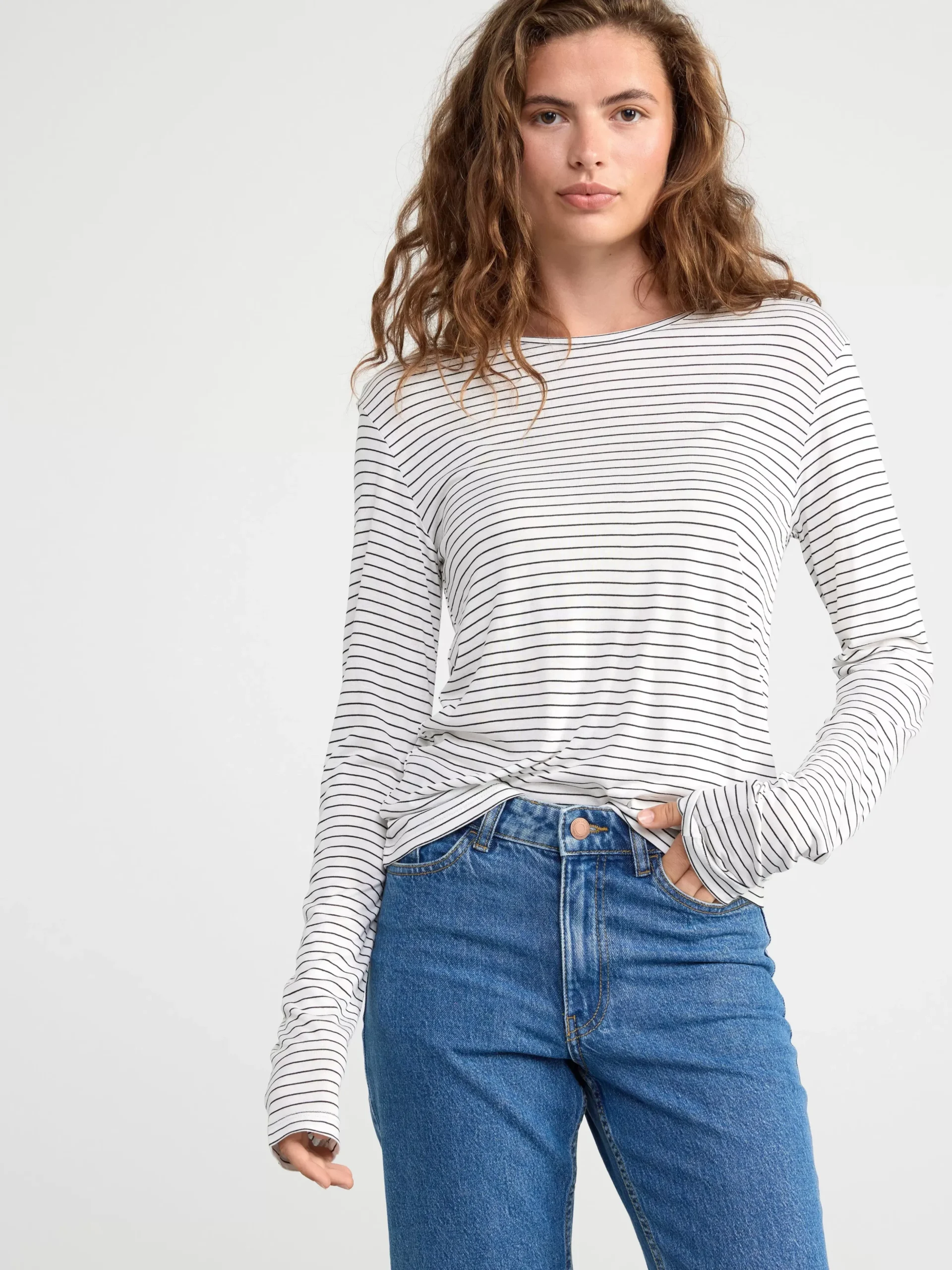 Toppar & T-Shirts>Lindex Langarmad Topp Off White